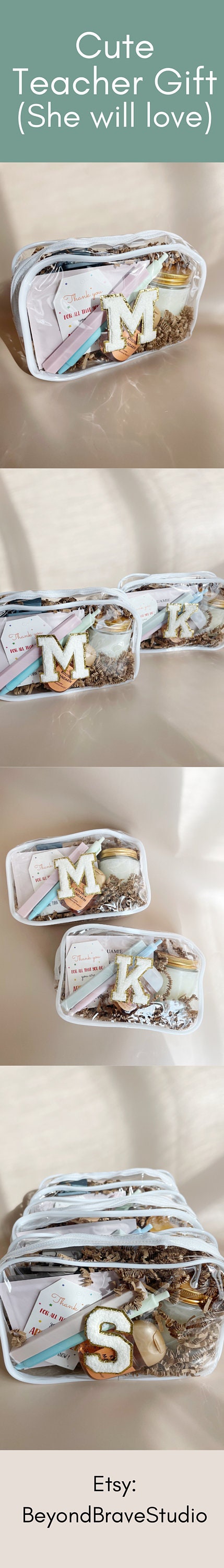 Teacher Appreciation Gift Pouch: Personalized Initial, School Supplies Kit