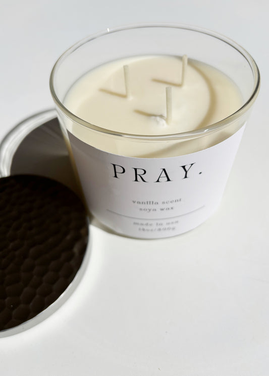 3-Wick Soy Vanilla Pray Candle