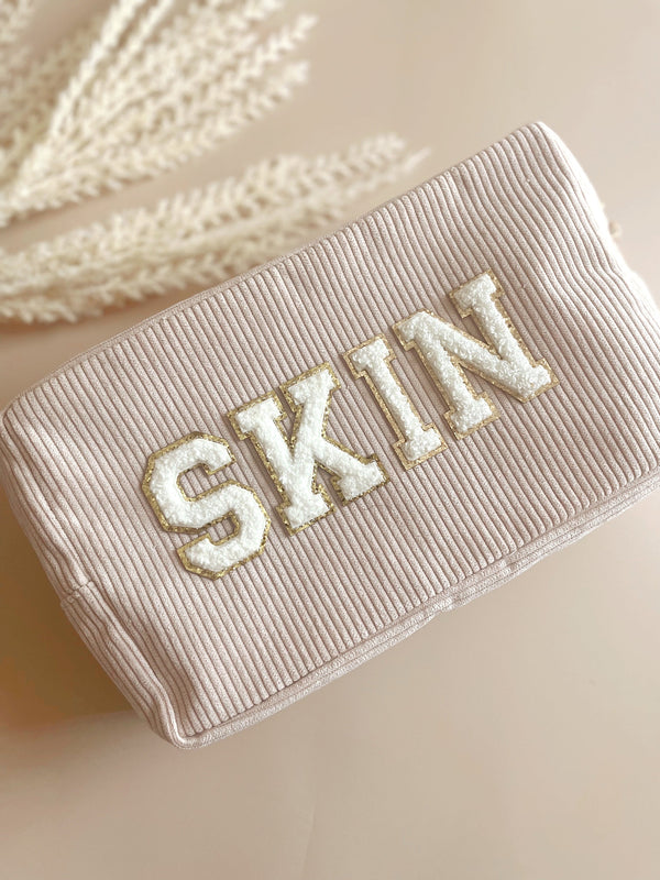 Personalized Cosmetic Makeup Bag Custom Chenille Letter Pouch Toiletry Travel Bag for Summer Travel Gift Pouch for Flower Girl Teen Gift
