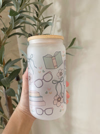 Book Lover Iced Coffee Tumbler Gift for Book Lover Bookworm Gift for Avid Reader Coffee Glass Can Tumbler Bookish Gift for Summer Reading