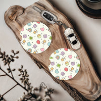 Cute Car Accessories Decor Preppy Car Coaster Set of 2 Retro Floral Car Coaster Trendy Car Coaster Gift for Teenager Gift for First Car