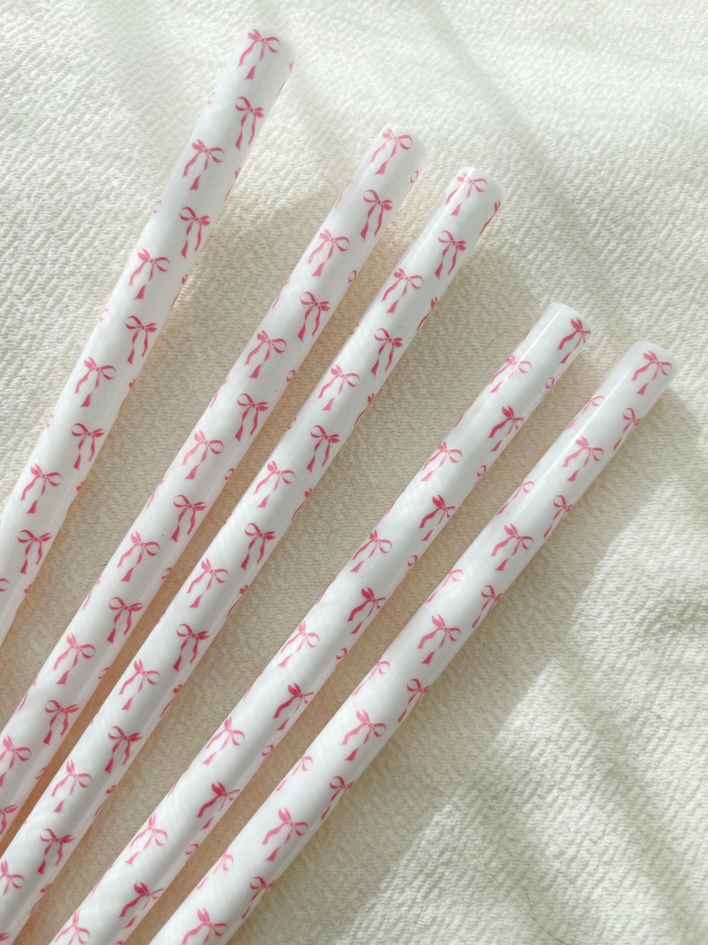 Bow Tumbler Straw Bulk Drinkware Accessories for Bow Theme Party Favor Flower Party Favor for Goody Bag Floral Party Gift for Pajama Party