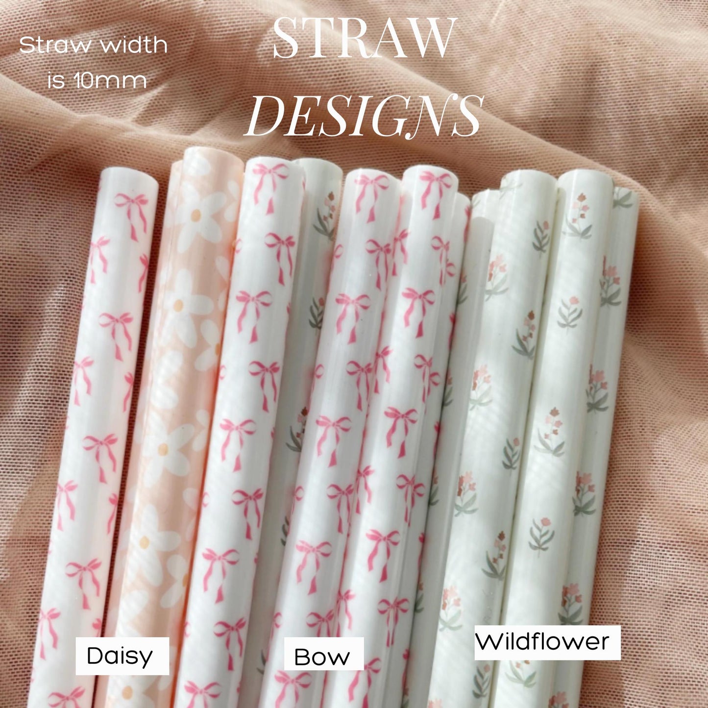 Bow Tumbler Straw Bulk Drinkware Accessories for Bow Theme Party Favor Flower Party Favor for Goody Bag Floral Party Gift for Pajama Party