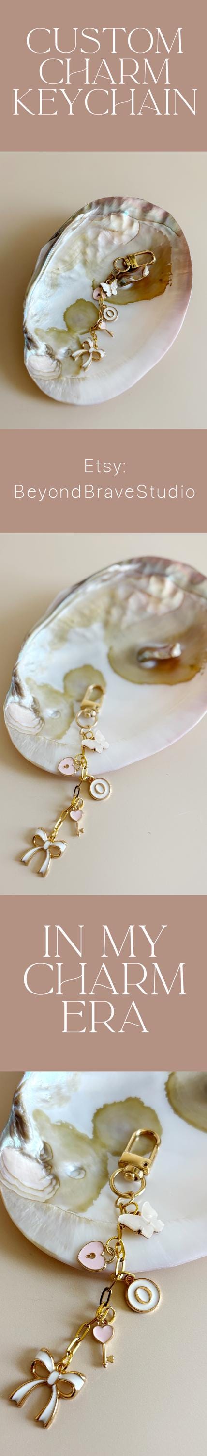 Custom Initial Keychain Trendy Purse Charm Personalized Bag Accessory for Handbag Keychain Diaper Bag Tag Gift for Holiday Stocking Stuffer