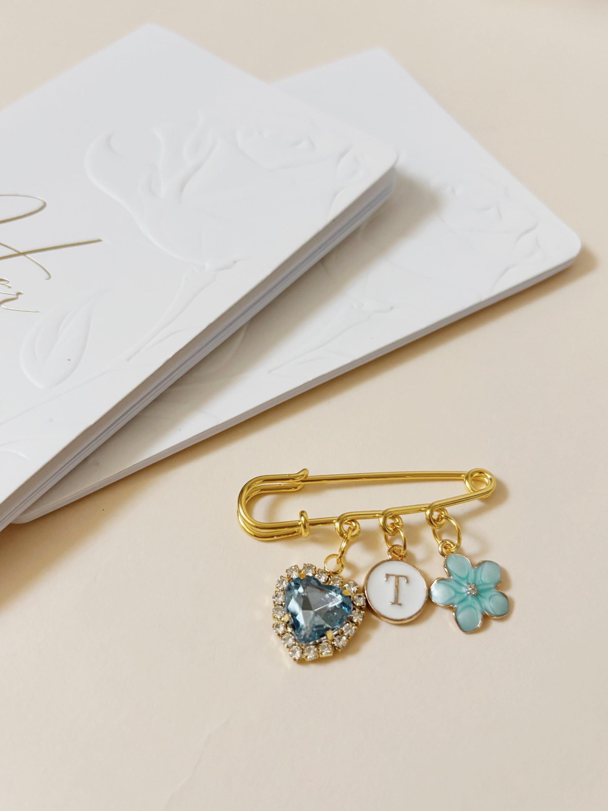 Gift for Bride Something Blue Gift for Bride Personalized Old Borrowed New Gift for Bride Wedding Keepsake Brooch Pin Daughter Wedding Gift