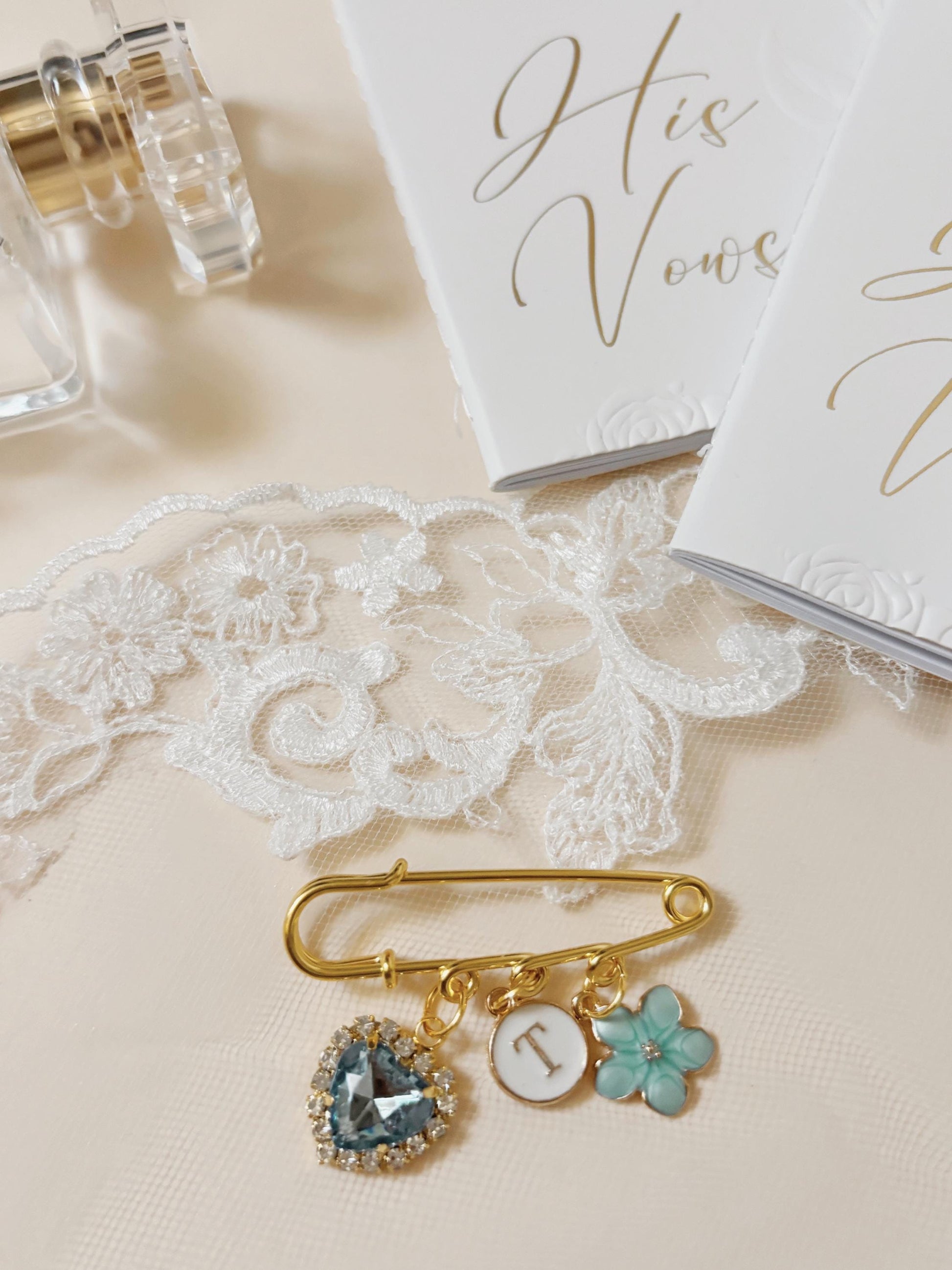 Gift for Bride Something Blue Gift for Bride Personalized Old Borrowed New Gift for Bride Wedding Keepsake Brooch Pin Daughter Wedding Gift