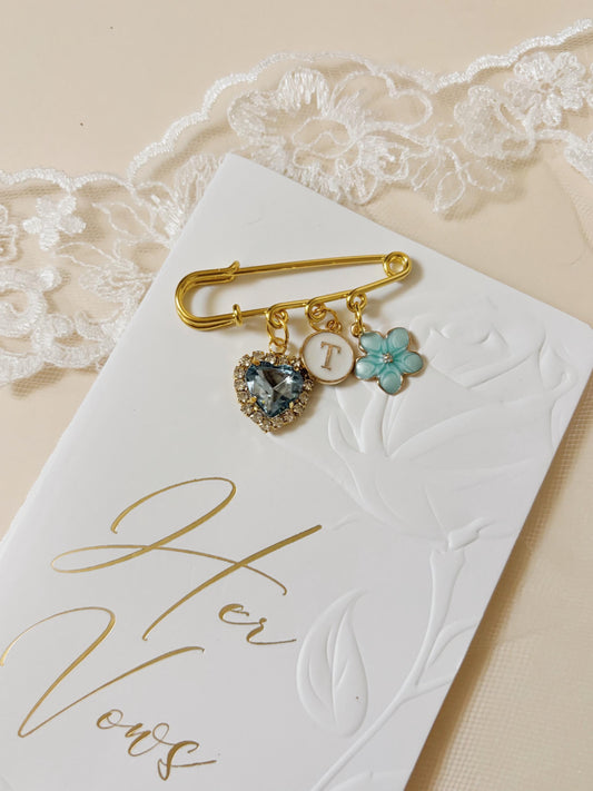 Gift for Bride Something Blue Gift for Bride Personalized Old Borrowed New Gift for Bride Wedding Keepsake Brooch Pin Daughter Wedding Gift