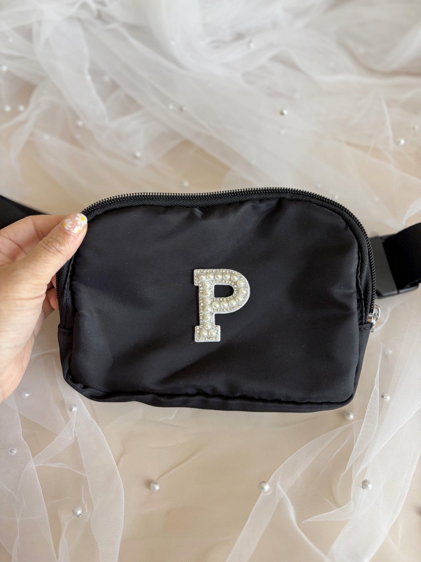 Personalized Bachelorette Fanny Belt Bag Custom Black Fanny Pack For Bachelorette Wedding Purse Bag Bridesmaid Initial Belt Bag Giftbox