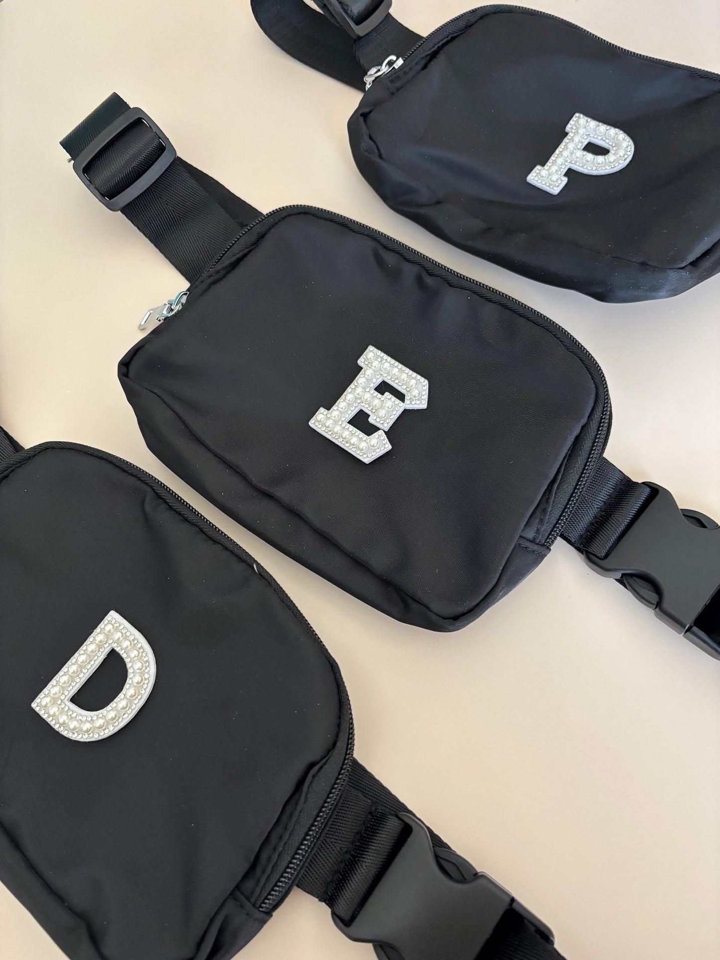 Personalized Bachelorette Fanny Belt Bag Custom Black Fanny Pack For Bachelorette Wedding Purse Bag Bridesmaid Initial Belt Bag Giftbox