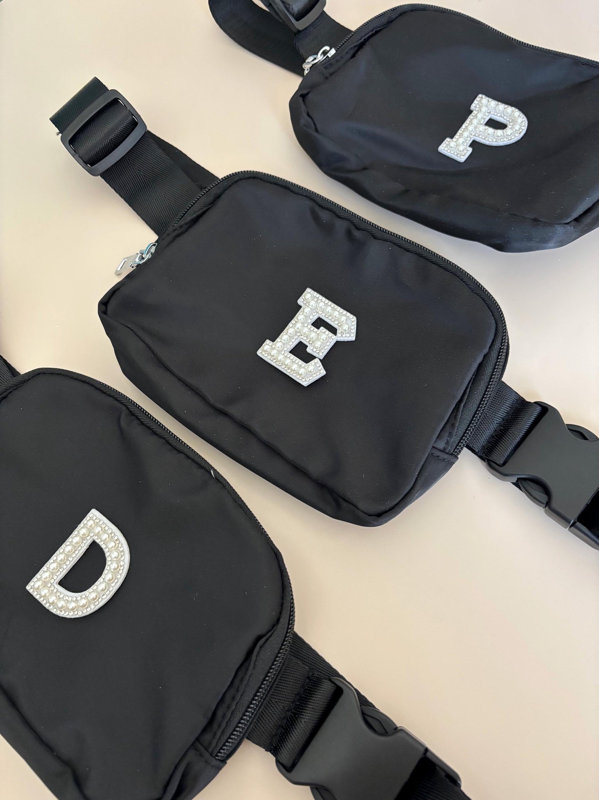 Personalized Bachelorette Fanny Belt Bag Custom Black Fanny Pack For Bachelorette Wedding Purse Bag Bridesmaid Initial Belt Bag Giftbox