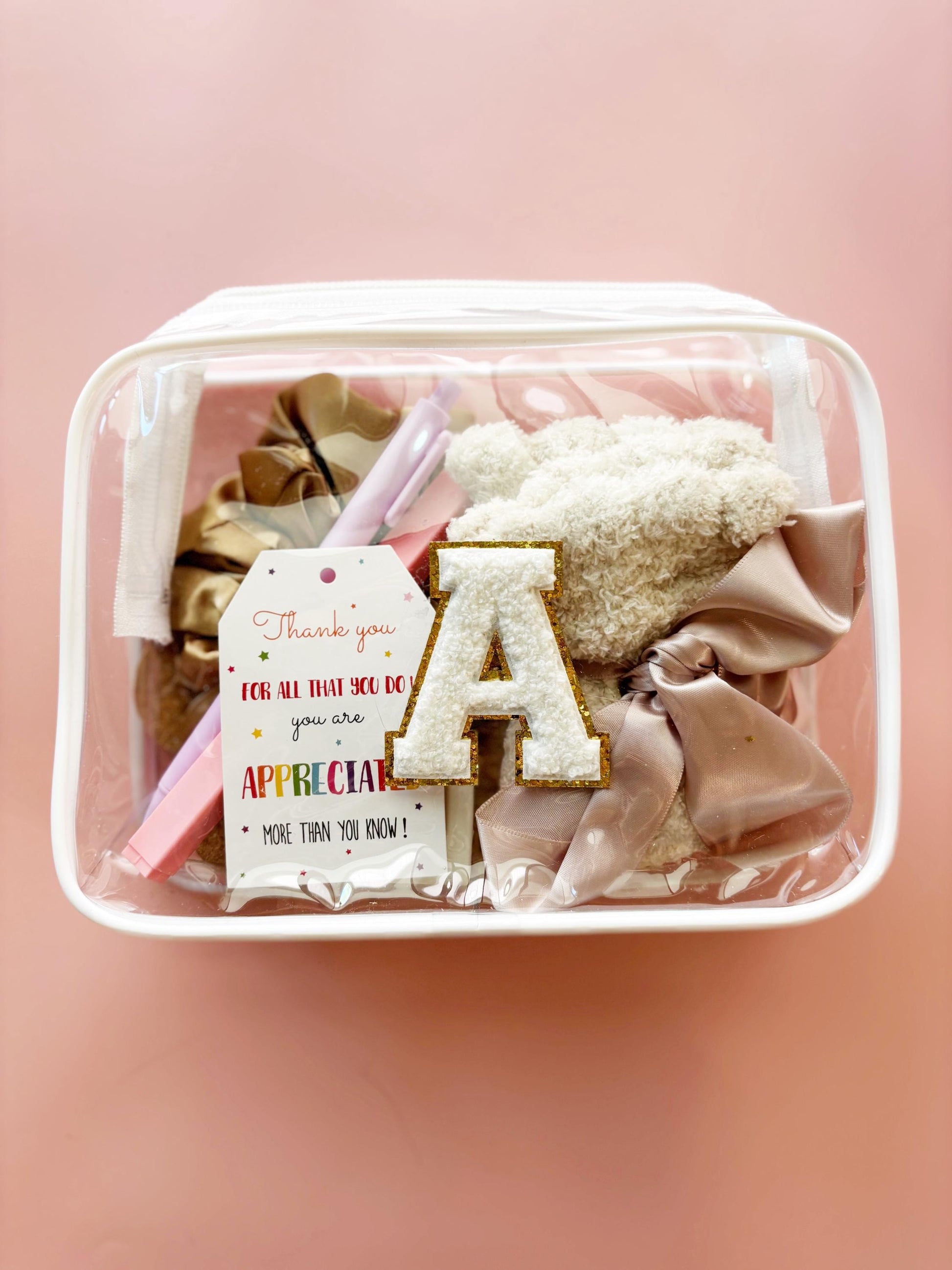 Teacher Appreciation Gift Pouch: Personalized Initial, School Supplies Kit