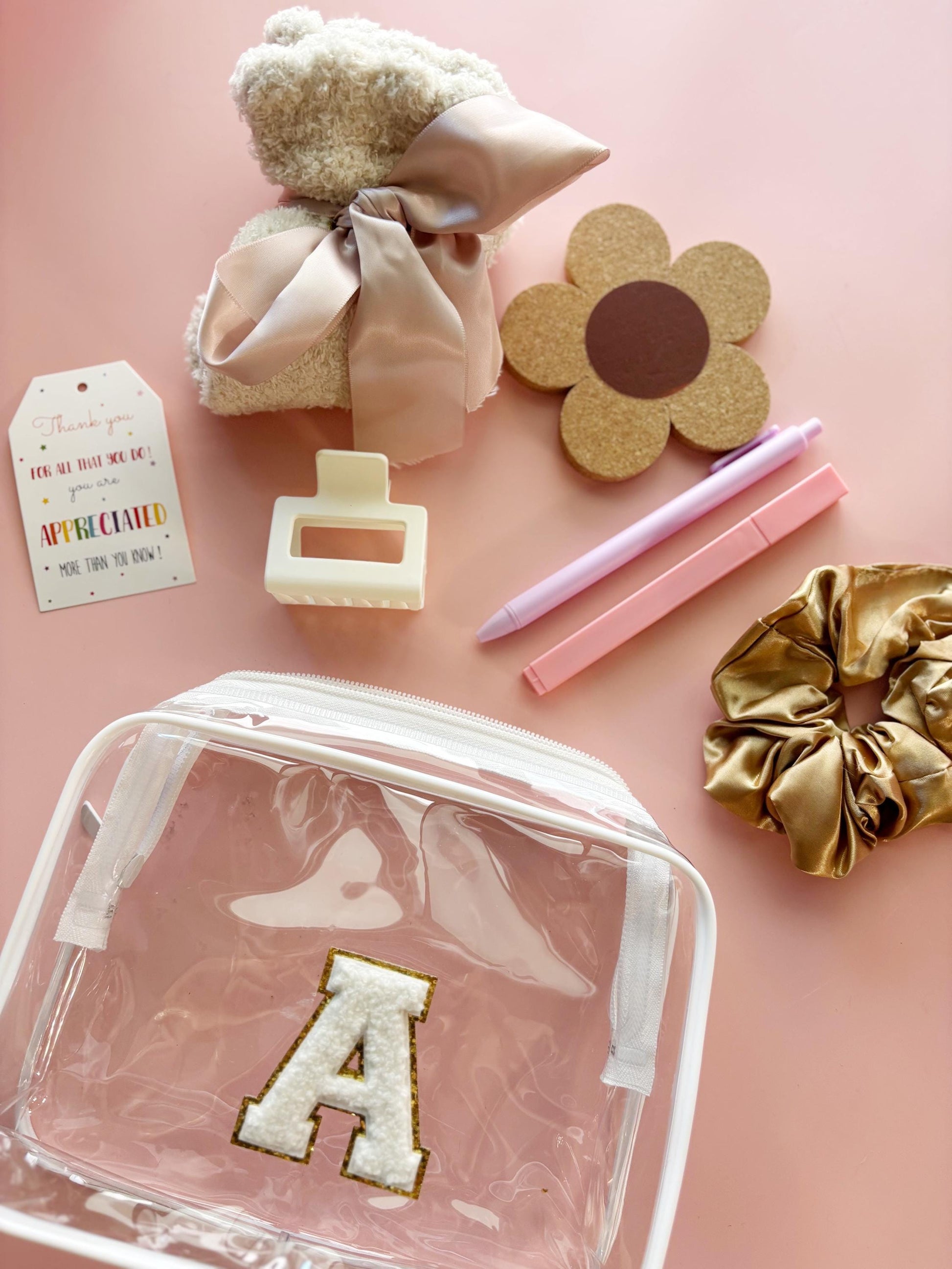 Teacher Appreciation Gift Pouch: Personalized Initial, School Supplies Kit