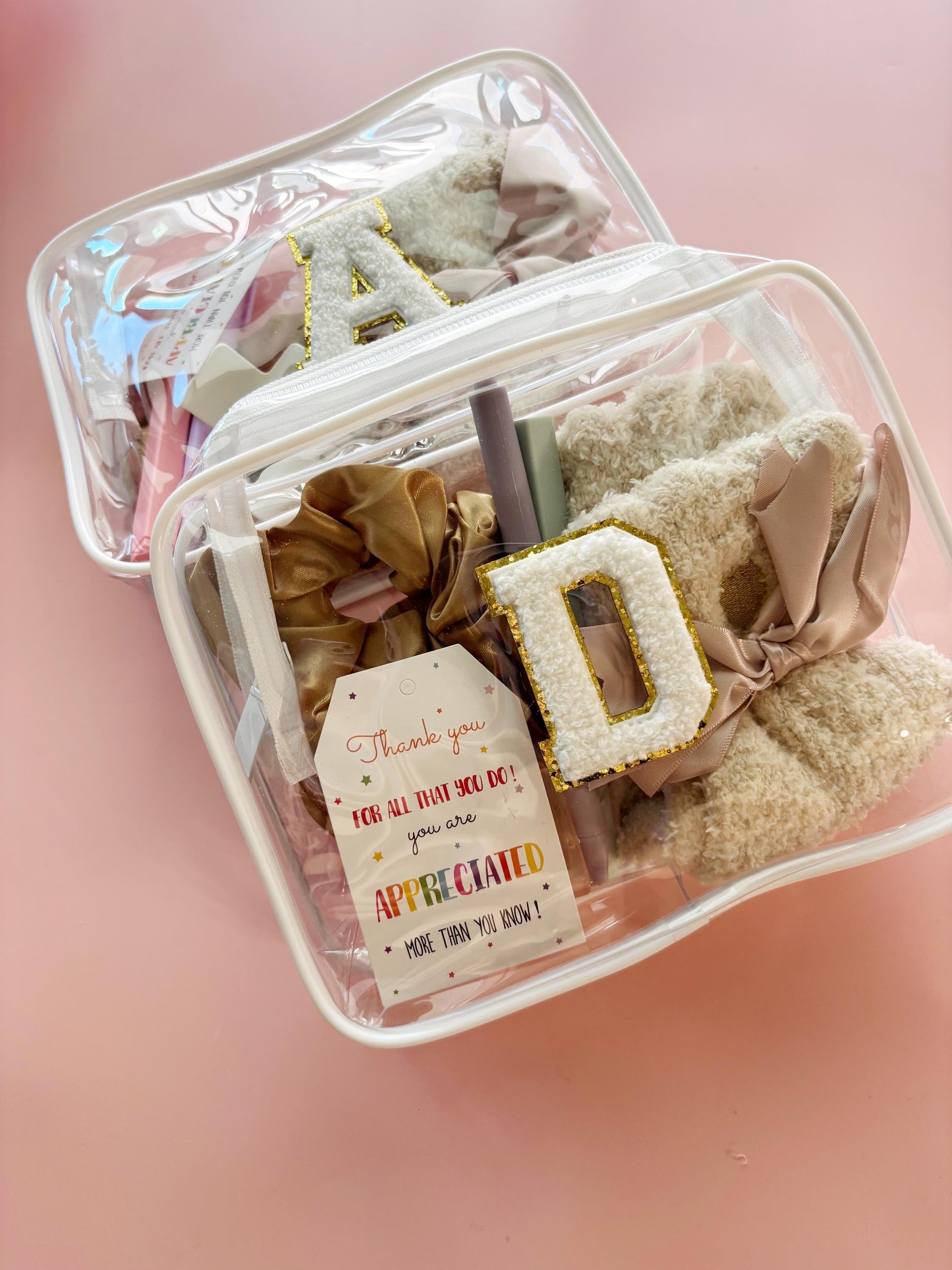 Teacher Appreciation Gift Pouch: Personalized Initial, School Supplies Kit