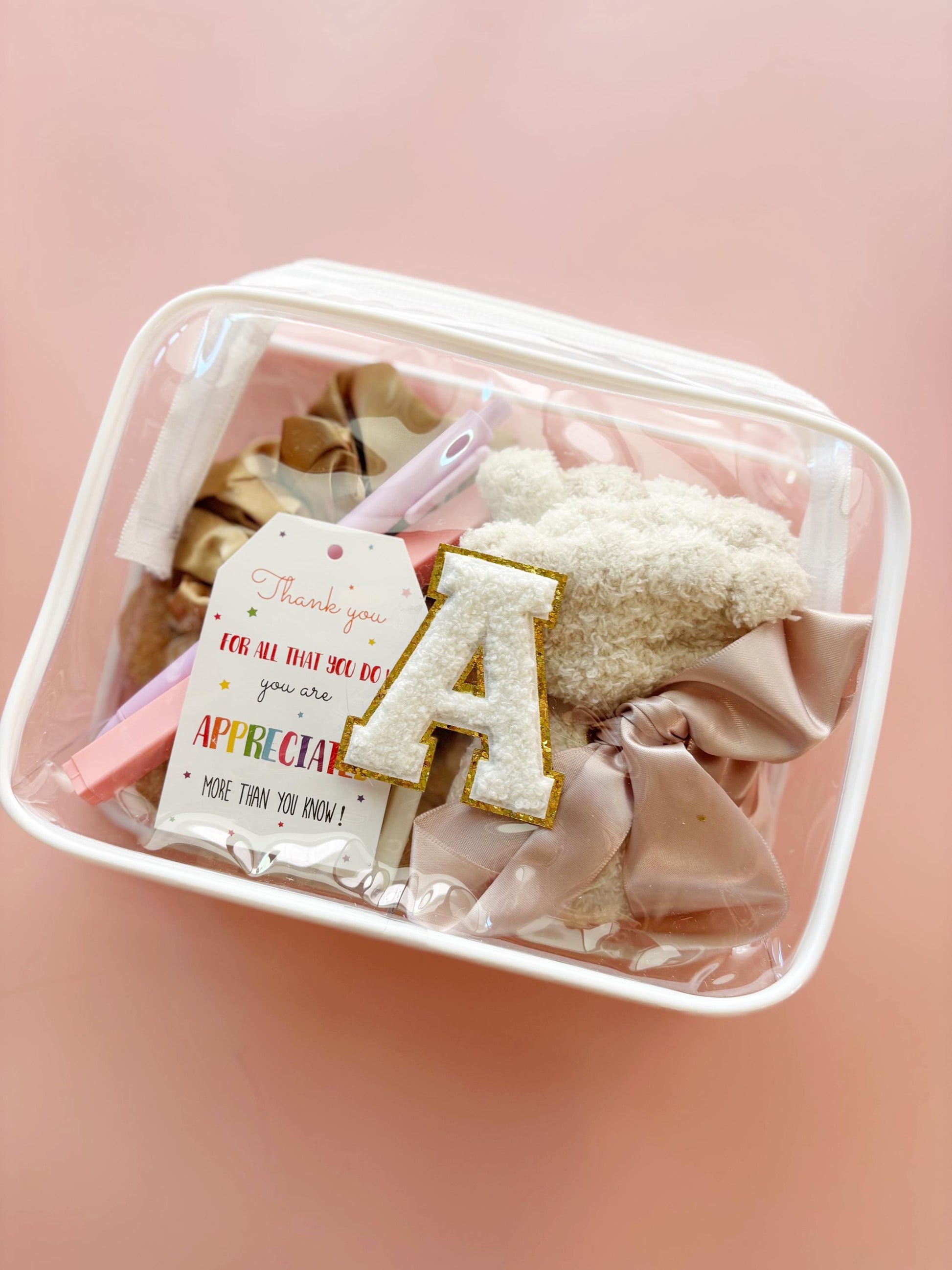 Teacher Appreciation Gift Pouch: Personalized Initial, School Supplies Kit