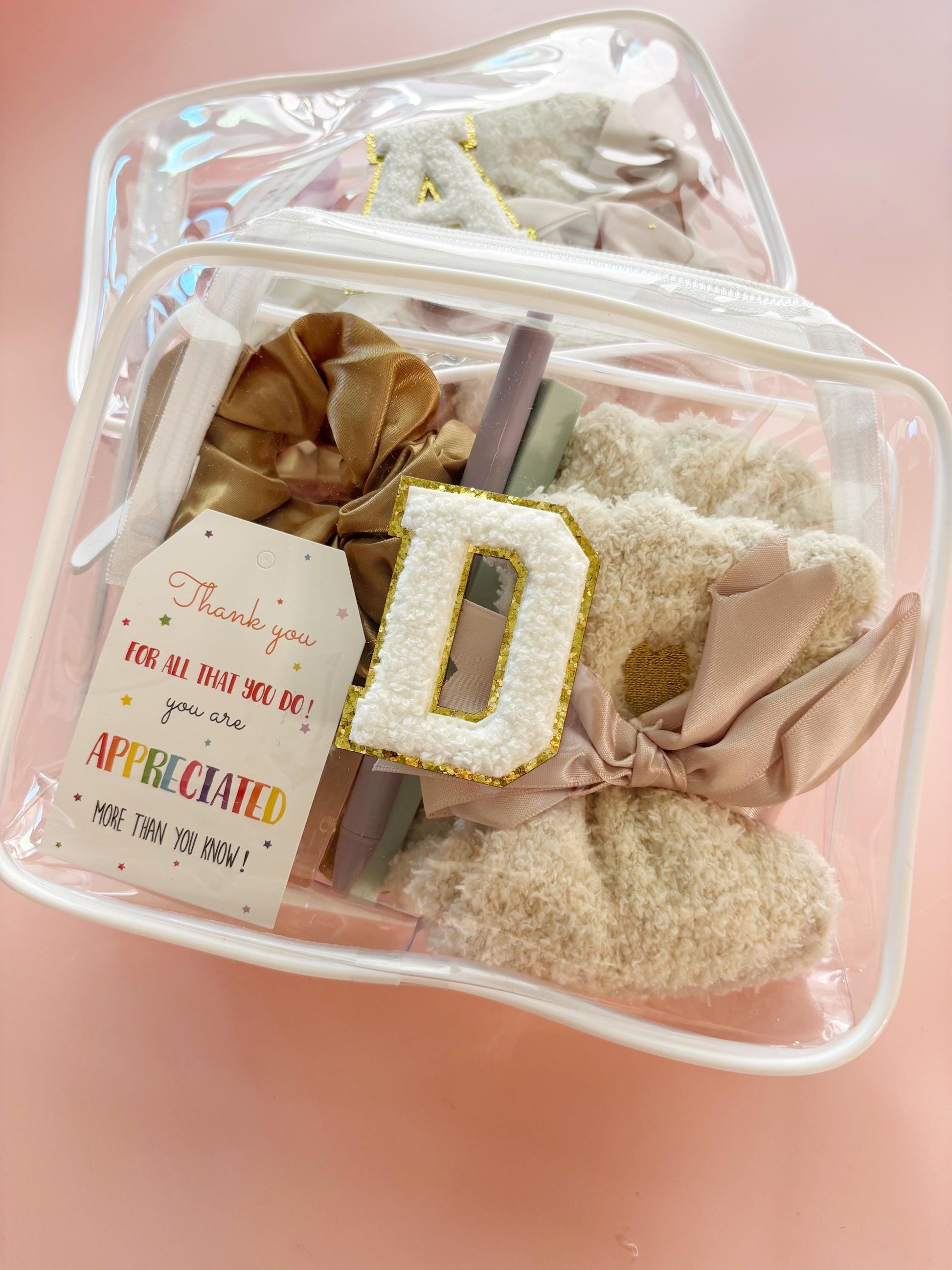 Teacher Appreciation Gift Pouch: Personalized Initial, School Supplies Kit