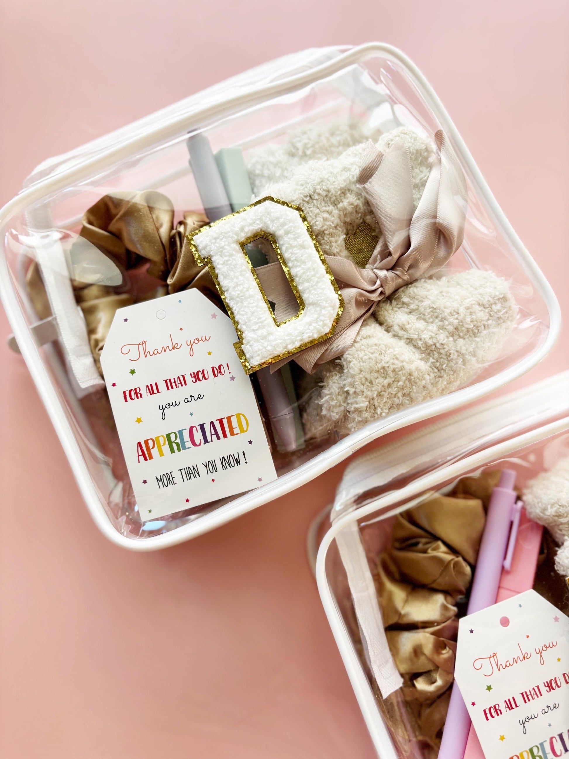 Teacher Appreciation Gift Pouch: Personalized Initial, School Supplies Kit