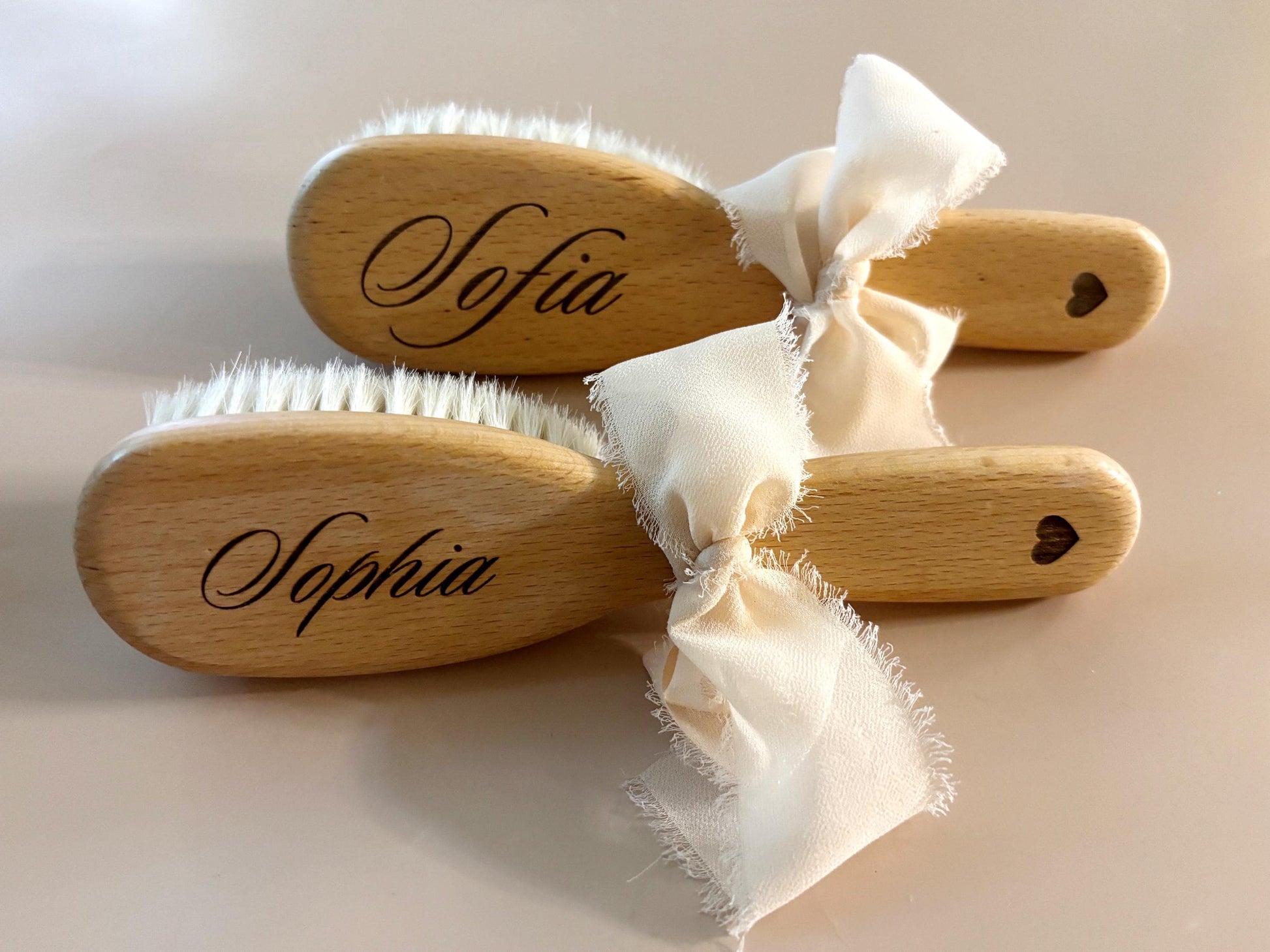 Personalized Baby Hairbrush Wooden Handle Natural Bristle Goat Hair Brush Set Baby Shower Gift Idea Custom Name Engraved Keepsake Newborn