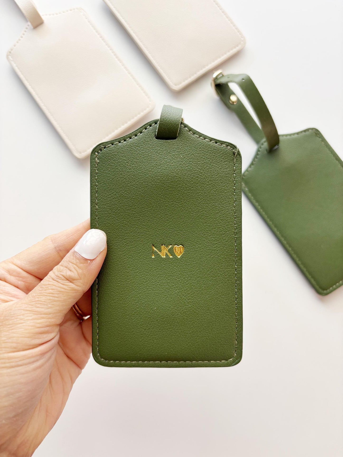 Personalized Vegan Leather Luggage Tag Set of 2 Faux Leather Custom Name Luggage Tag Gift for Traveler Monogram Luggage Family Tag