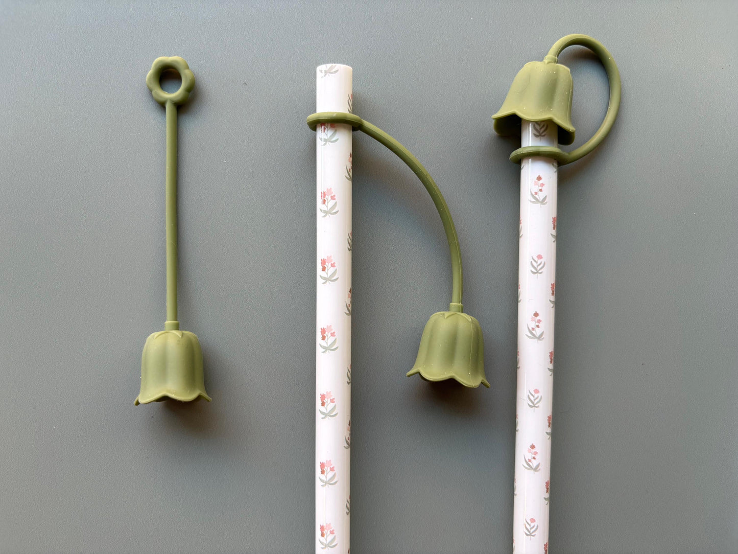 Floral Straw Reusable Drinking Eco Friendly Decorative Plastic Long Tube Silicone Tulip Cover Kitchen Drink Accessory Sustainable Party