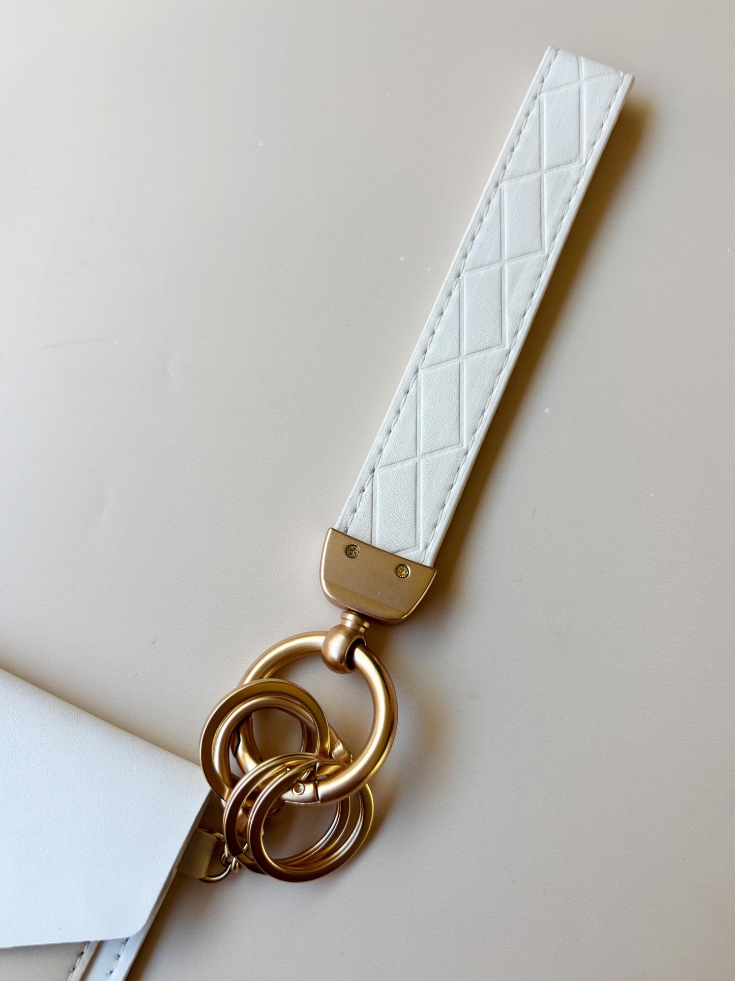 Monogram Keychain Wallet Card Holder Initial Wristlet Accessory Travel Gift Bridesmaid Present Concert White Leather Minimalist Wallet