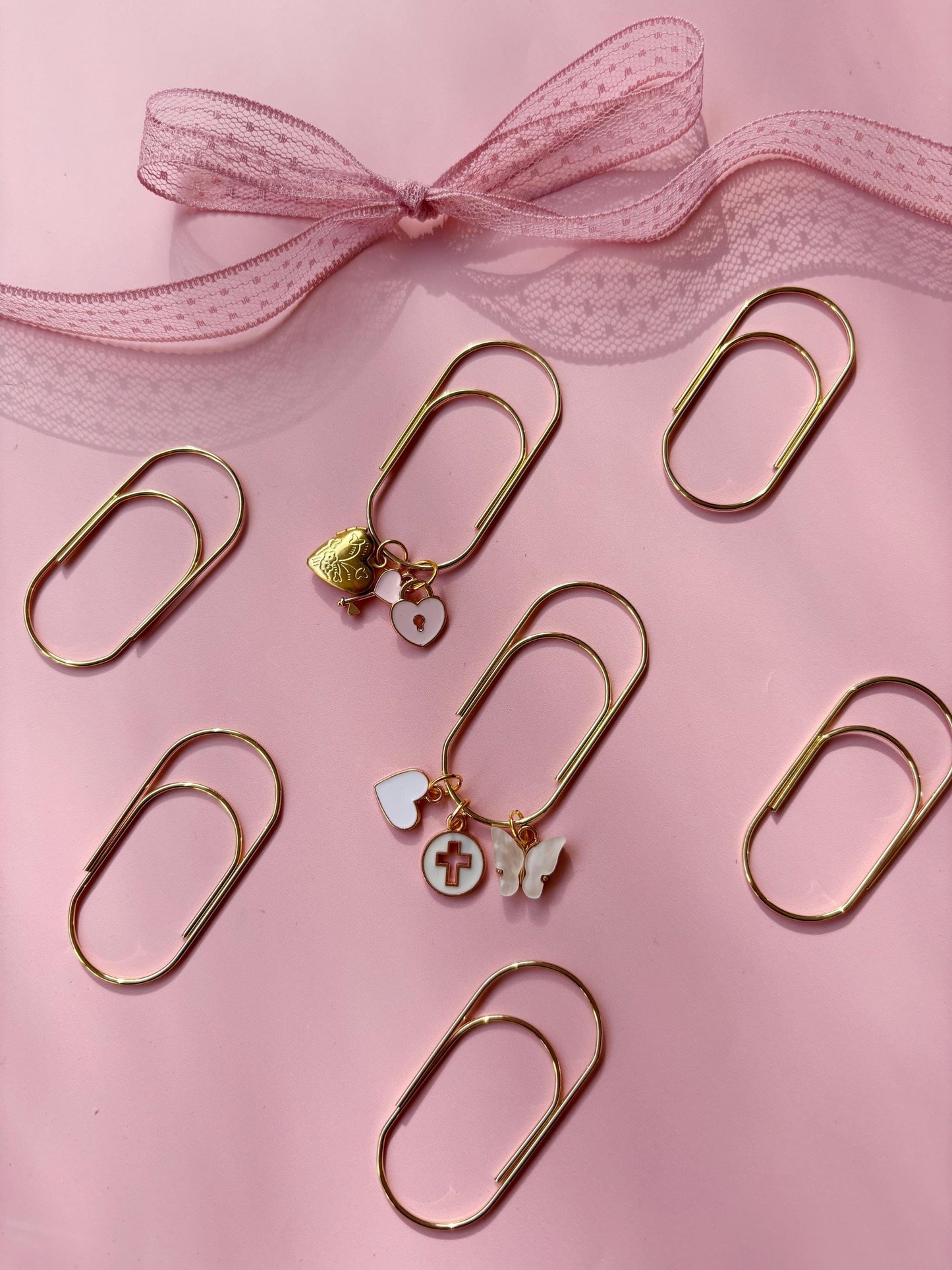 Gold Jumbo Paper Clip Planner Budget Binder Charm New Year 2026 Journal Accessory Page Marker Gold Large Paper Clip Holder Bow Bookmark
