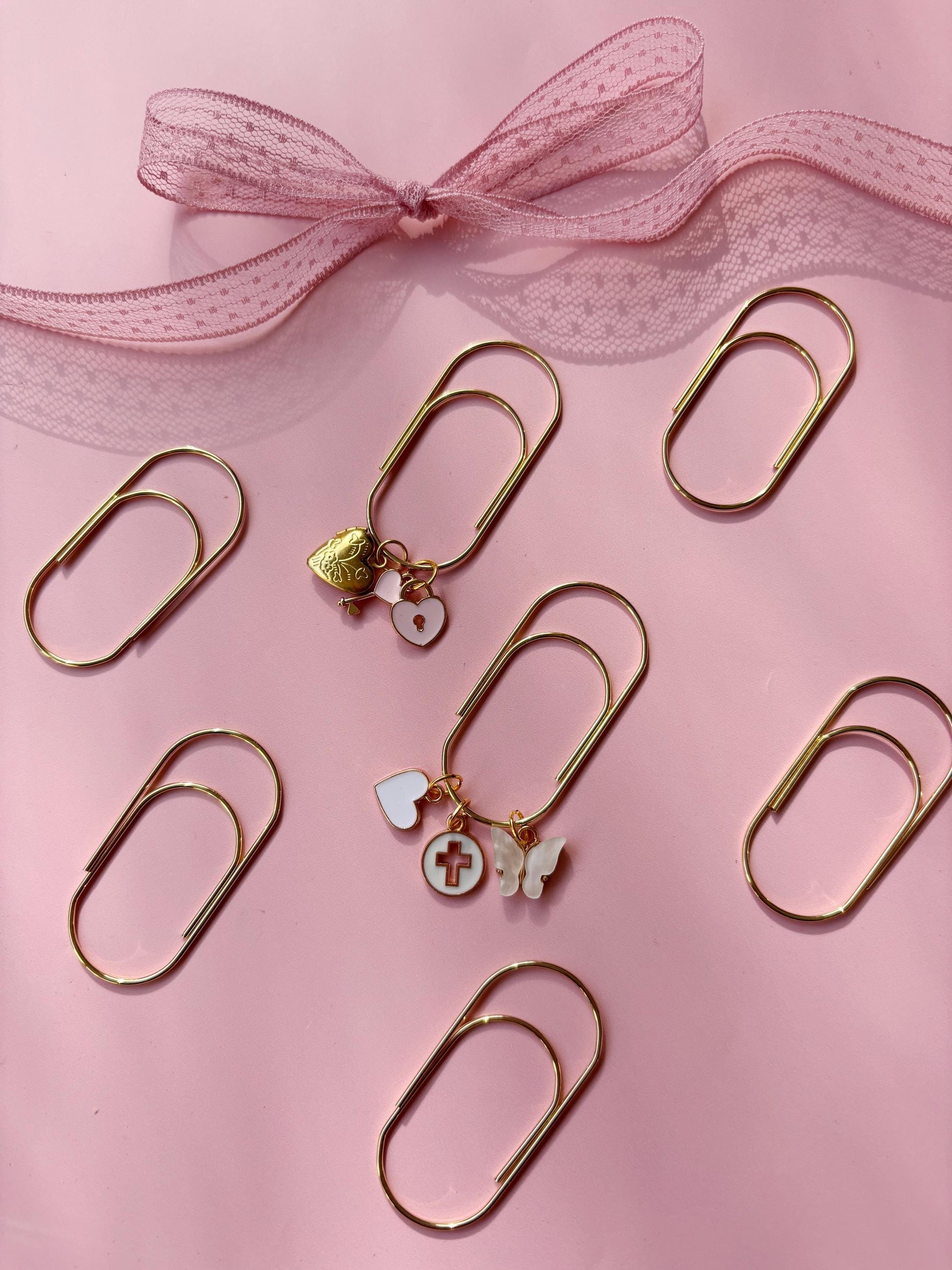 Gold Jumbo Paper Clip Planner Budget Binder Charm New Year 2026 Journal Accessory Page Marker Gold Large Paper Clip Holder Bow Bookmark