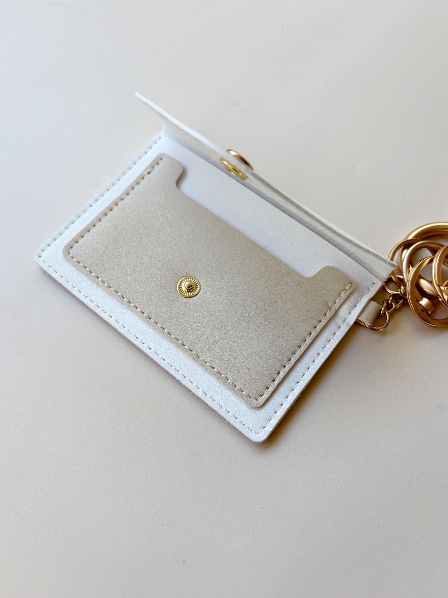 Monogram Keychain Wallet Card Holder Initial Wristlet Accessory Travel Gift Bridesmaid Present Concert White Leather Minimalist Wallet