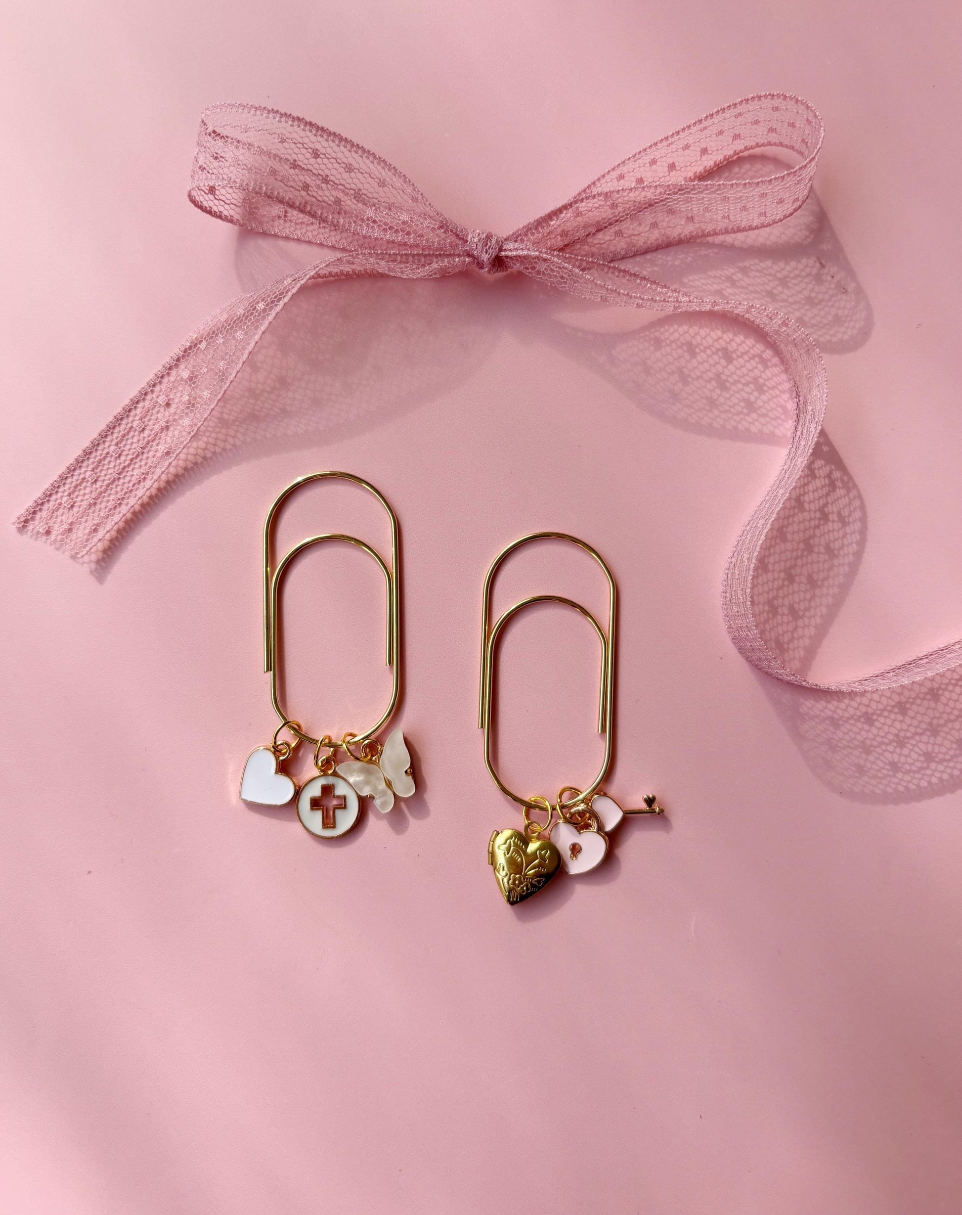 Gold Jumbo Paper Clip Planner Budget Binder Charm New Year 2026 Journal Accessory Page Marker Gold Large Paper Clip Holder Bow Bookmark