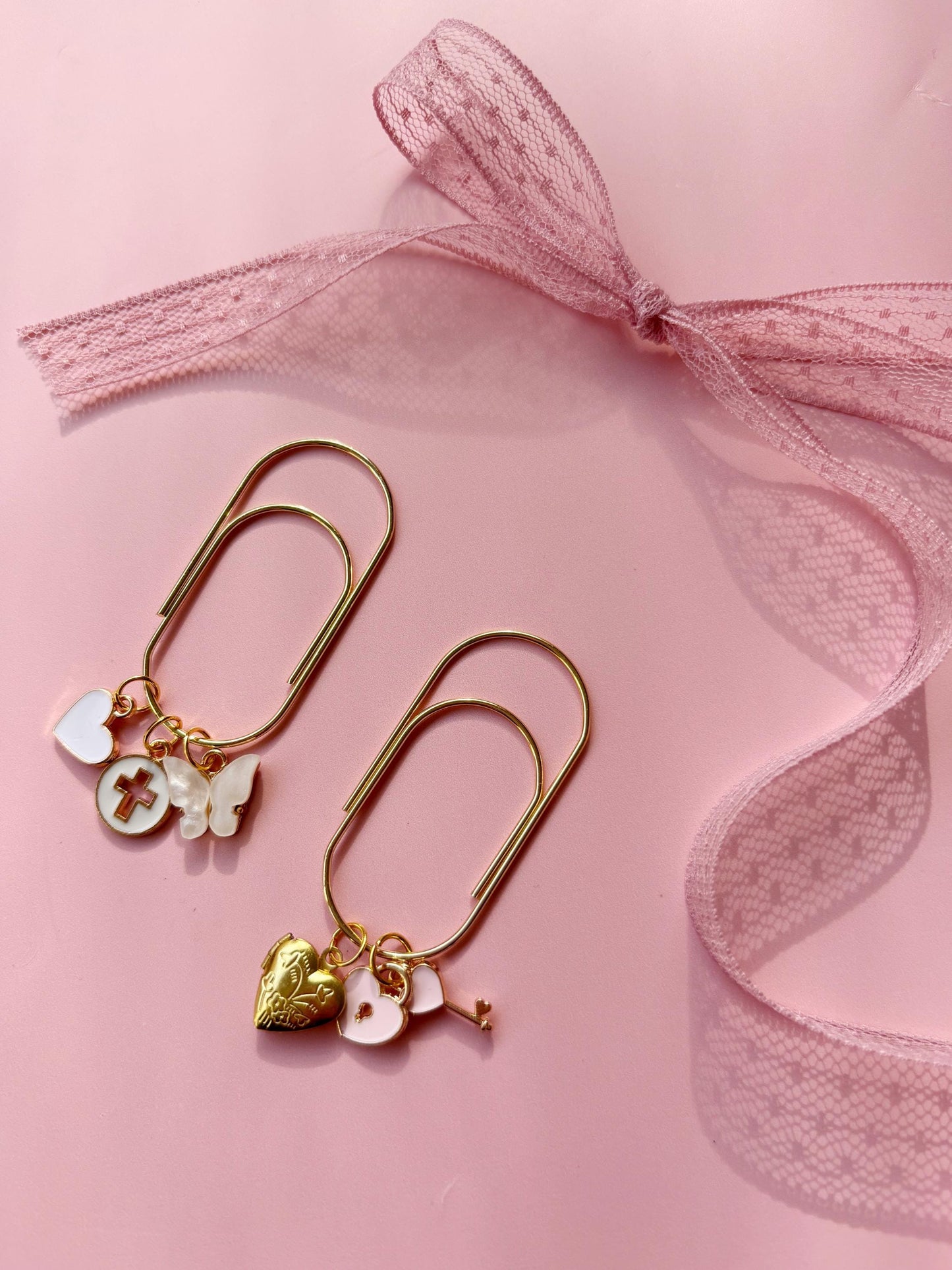 Gold Jumbo Paper Clip Planner Budget Binder Charm New Year 2026 Journal Accessory Page Marker Gold Large Paper Clip Holder Bow Bookmark