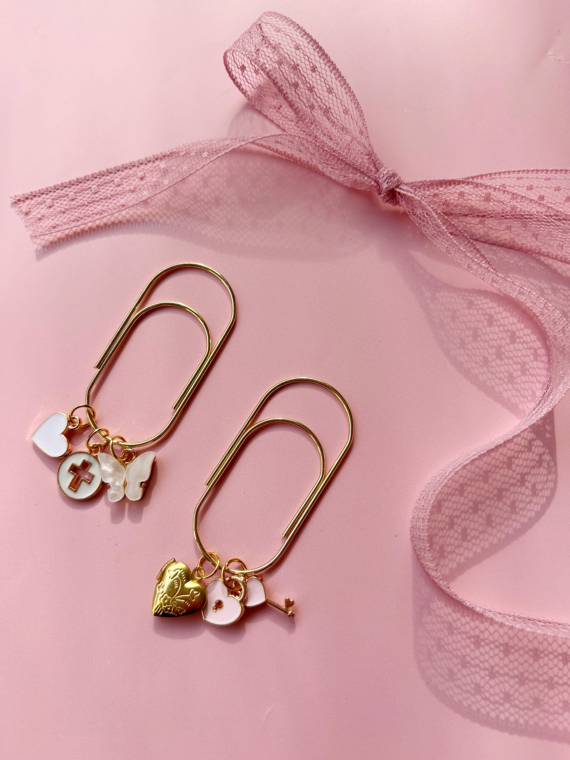 Gold Jumbo Paper Clip Planner Budget Binder Charm New Year 2026 Journal Accessory Page Marker Gold Large Paper Clip Holder Bow Bookmark