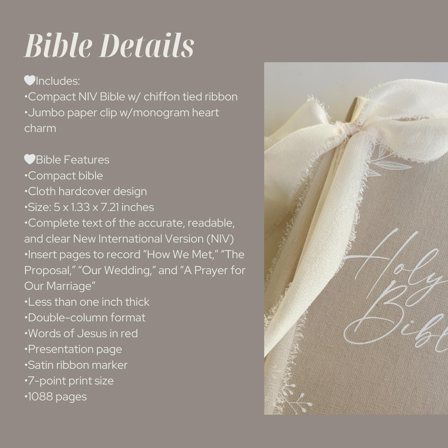 Personalized NIV Holy Bible for Wedding Couple Newly Engaged Gift Custom Compact Bridal Bible Gift for Wedding Ceremony Keepsake Bride Gift