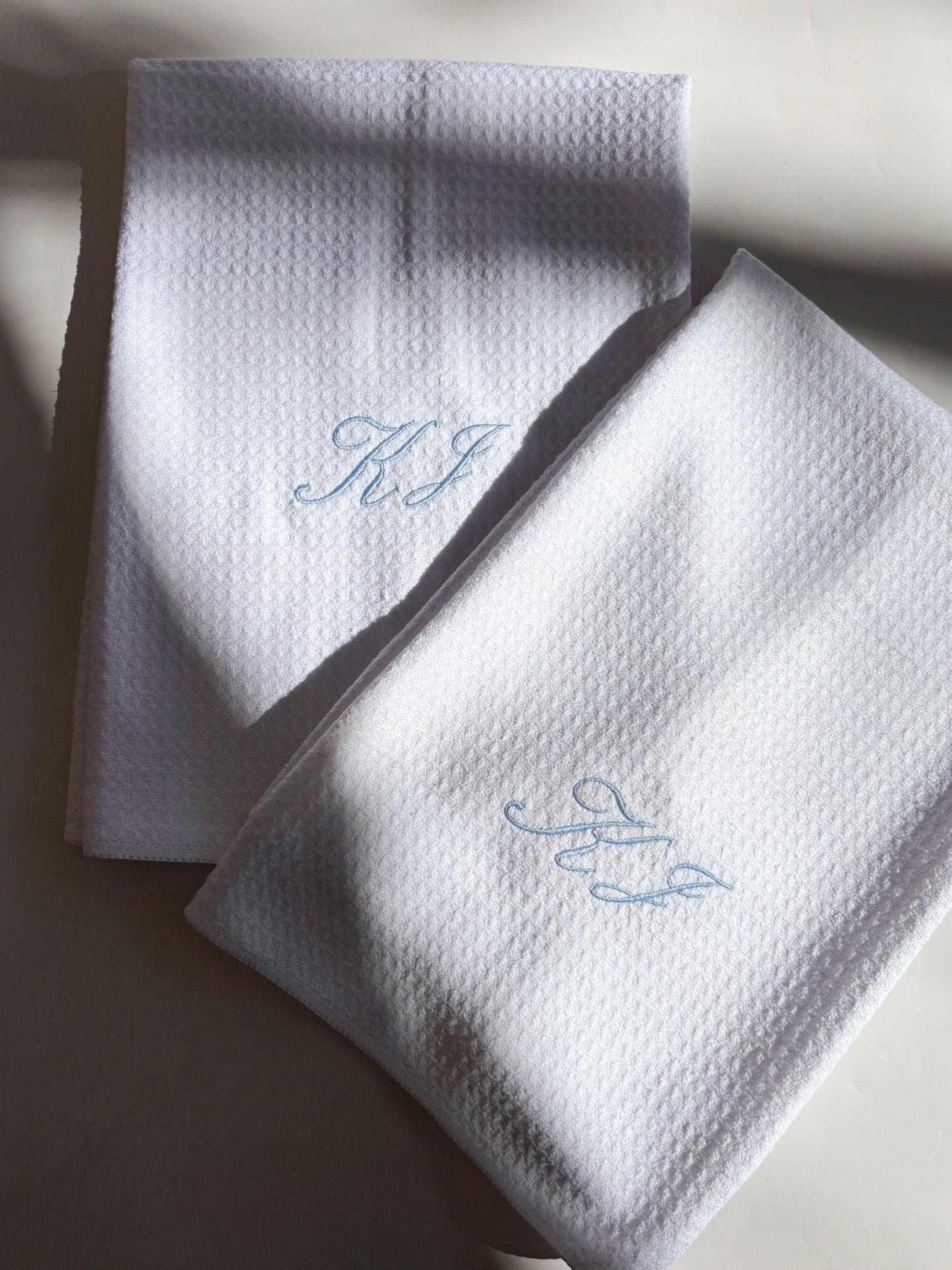 Embroidered Monogram Hand Kitchen Towel Personalized Waffle Dish Tea Towel Wedding Gift for Bride Luxury Elegant Custom Wedding Gift for Her