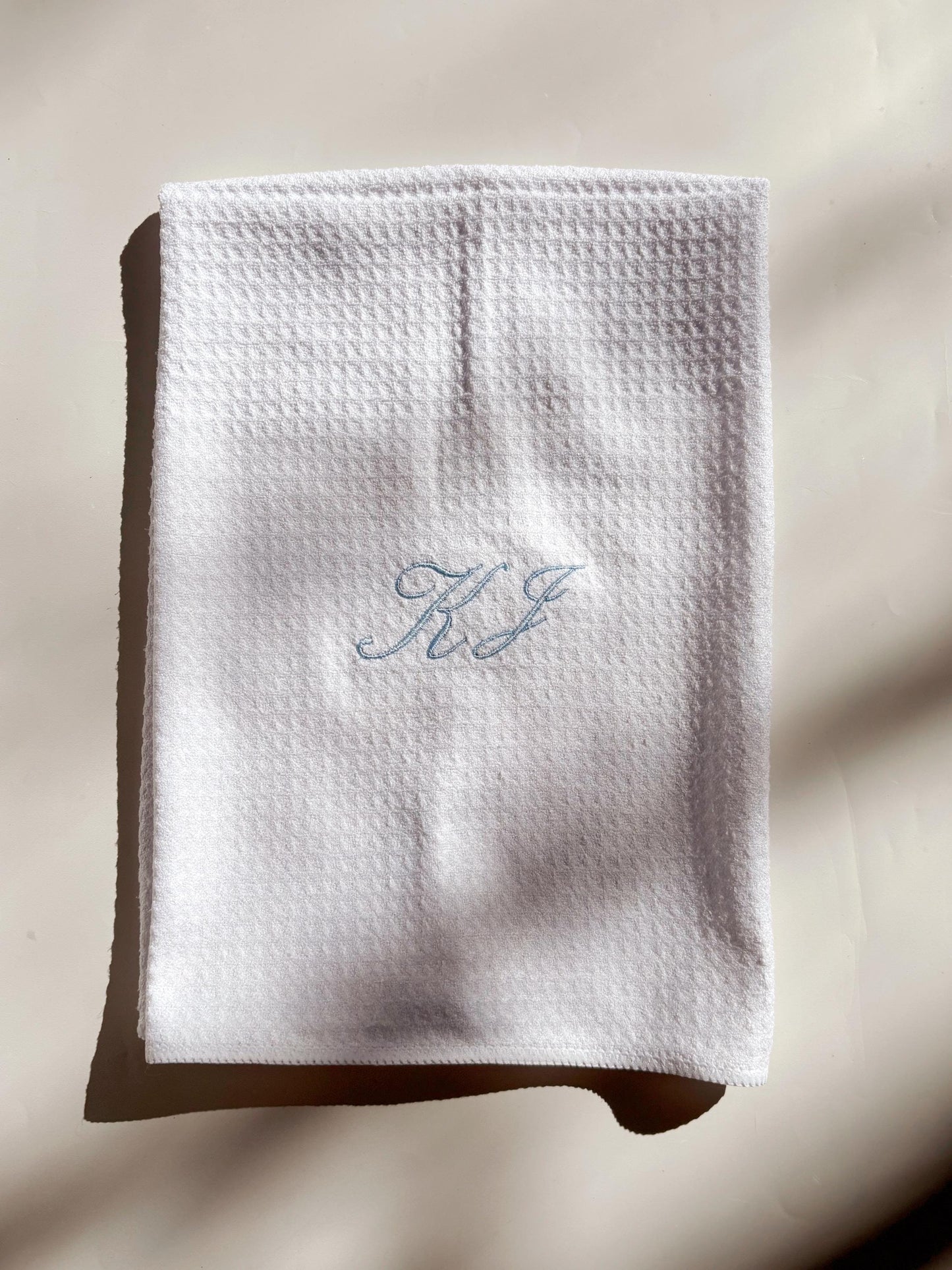 Embroidered Monogram Hand Kitchen Towel Personalized Waffle Dish Tea Towel Wedding Gift for Bride Luxury Elegant Custom Wedding Gift for Her