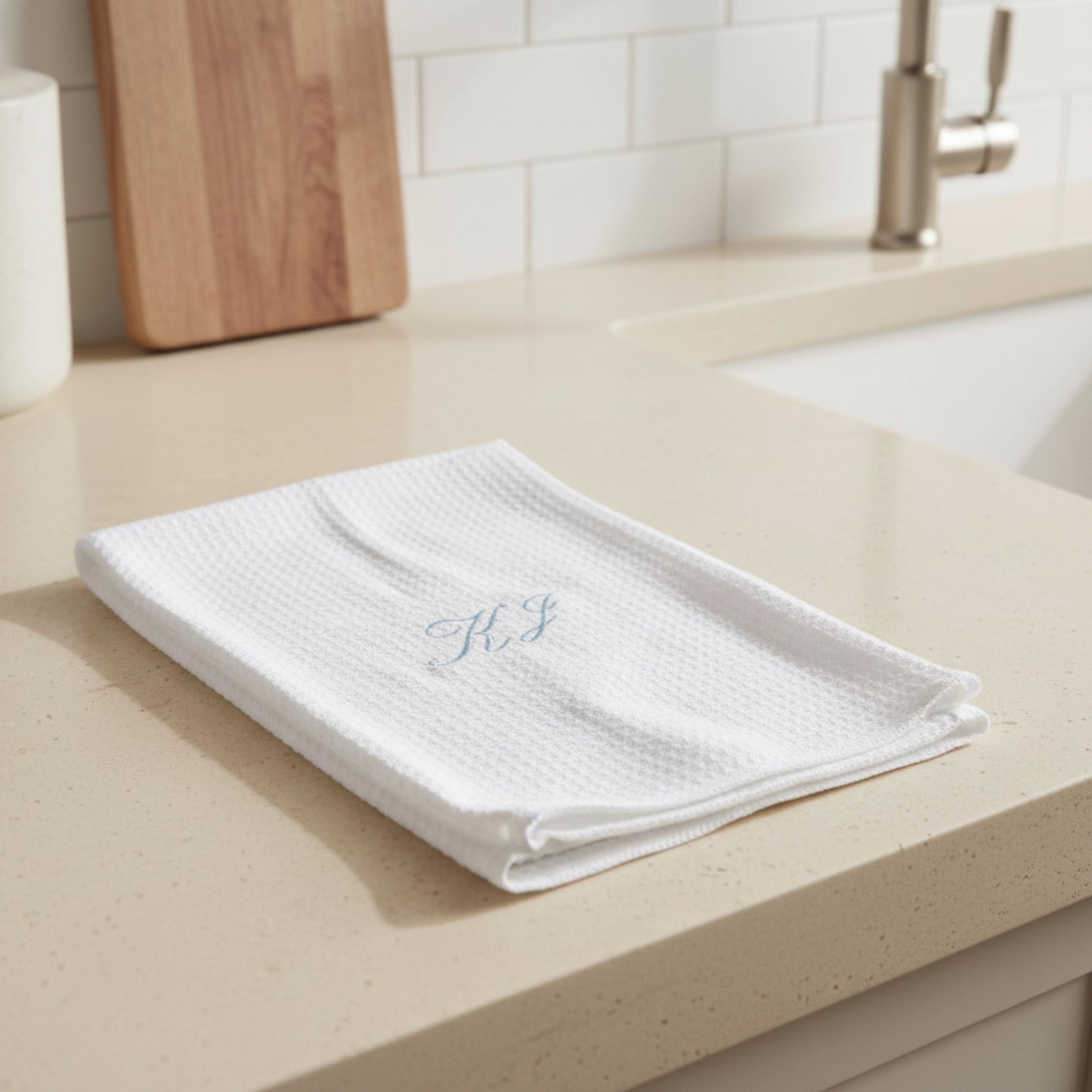 Embroidered Monogram Hand Kitchen Towel Personalized Waffle Dish Tea Towel Wedding Gift for Bride Luxury Elegant Custom Wedding Gift for Her