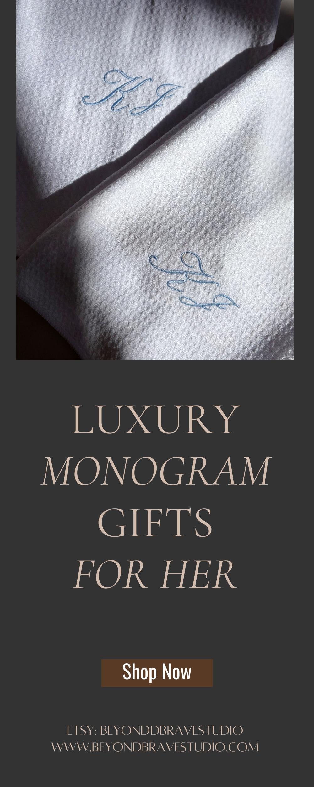 Embroidered Monogram Hand Kitchen Towel Personalized Waffle Dish Tea Towel Wedding Gift for Bride Luxury Elegant Custom Wedding Gift for Her