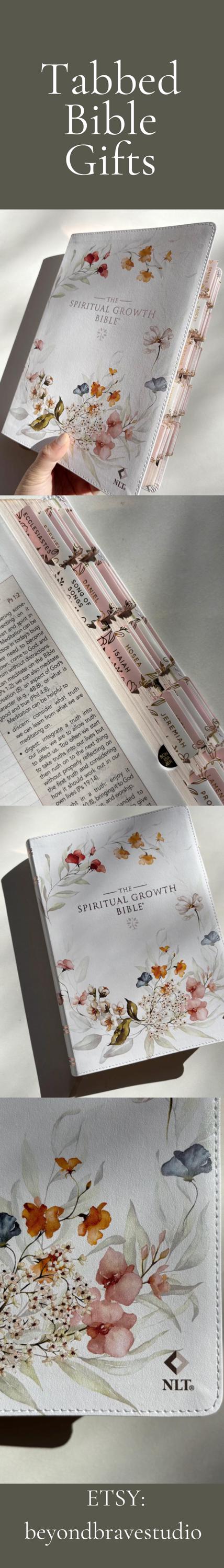 Floral NLT Tabbed Holy Bible for Gift for Christian New Living Testament Bible Study Gift for Spiritual Growth Bible Youth Group Bible