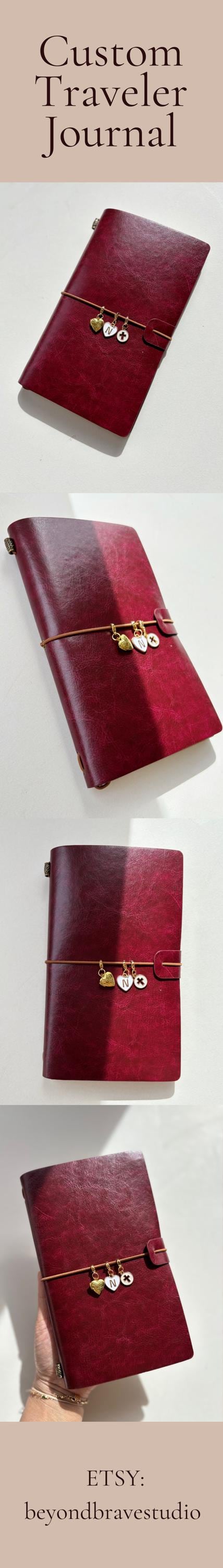 Personalized traveler leather journal notebook custom vegan leather engraved refillable luxury journal cover faux leather notebook