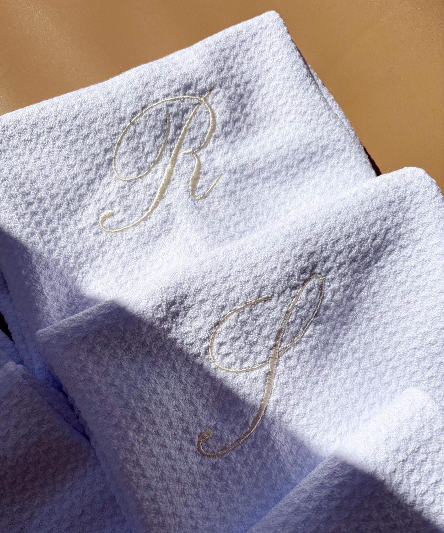 Embroidered Monogram Hand Kitchen Towel Personalized Waffle Dish Tea Towel Wedding Gift for Bride Luxury Elegant Custom Wedding Gift for Her