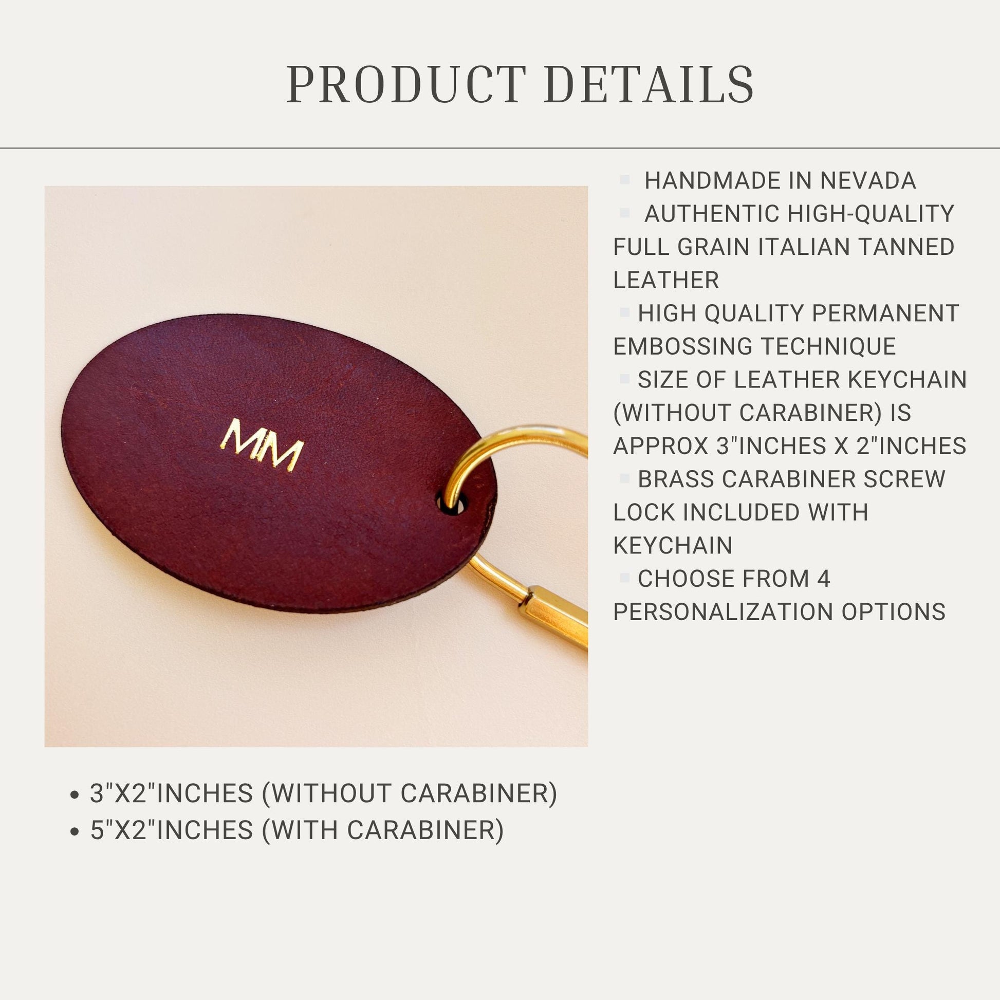 Personalized Genuine Italian Leather Keychain Embossed Handmade Carabiner Keychain Organizer Gift for Men and Women Key and Car Storage