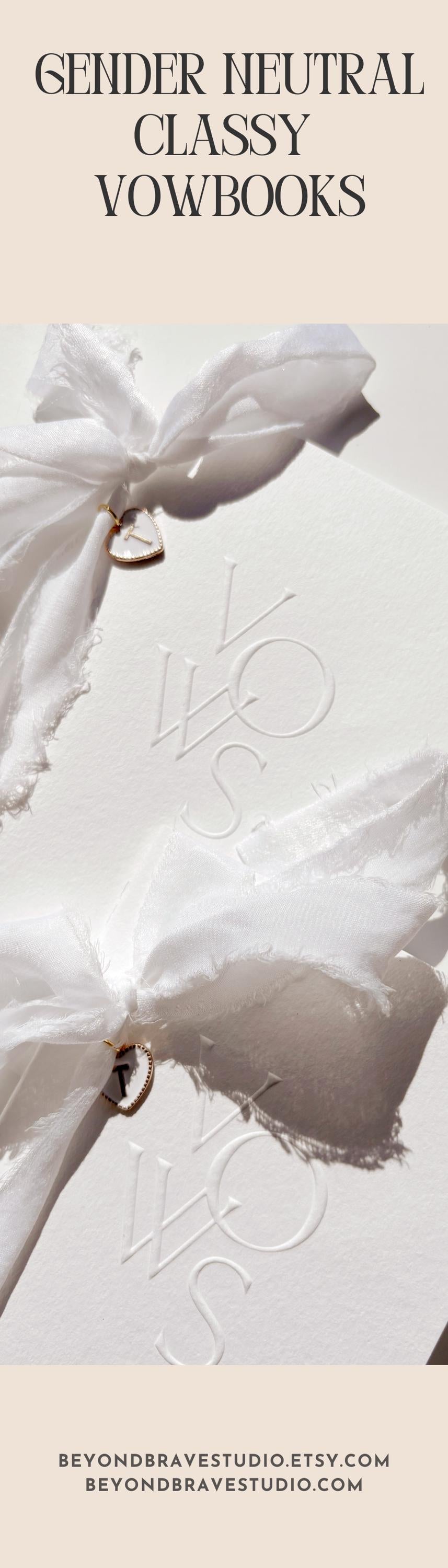 Embossed Elegant Vow Book Set for Couple Engagement Gift For Classic Beach Wedding Ceremony Personalized Gender Neutral Custom Vow Booklet