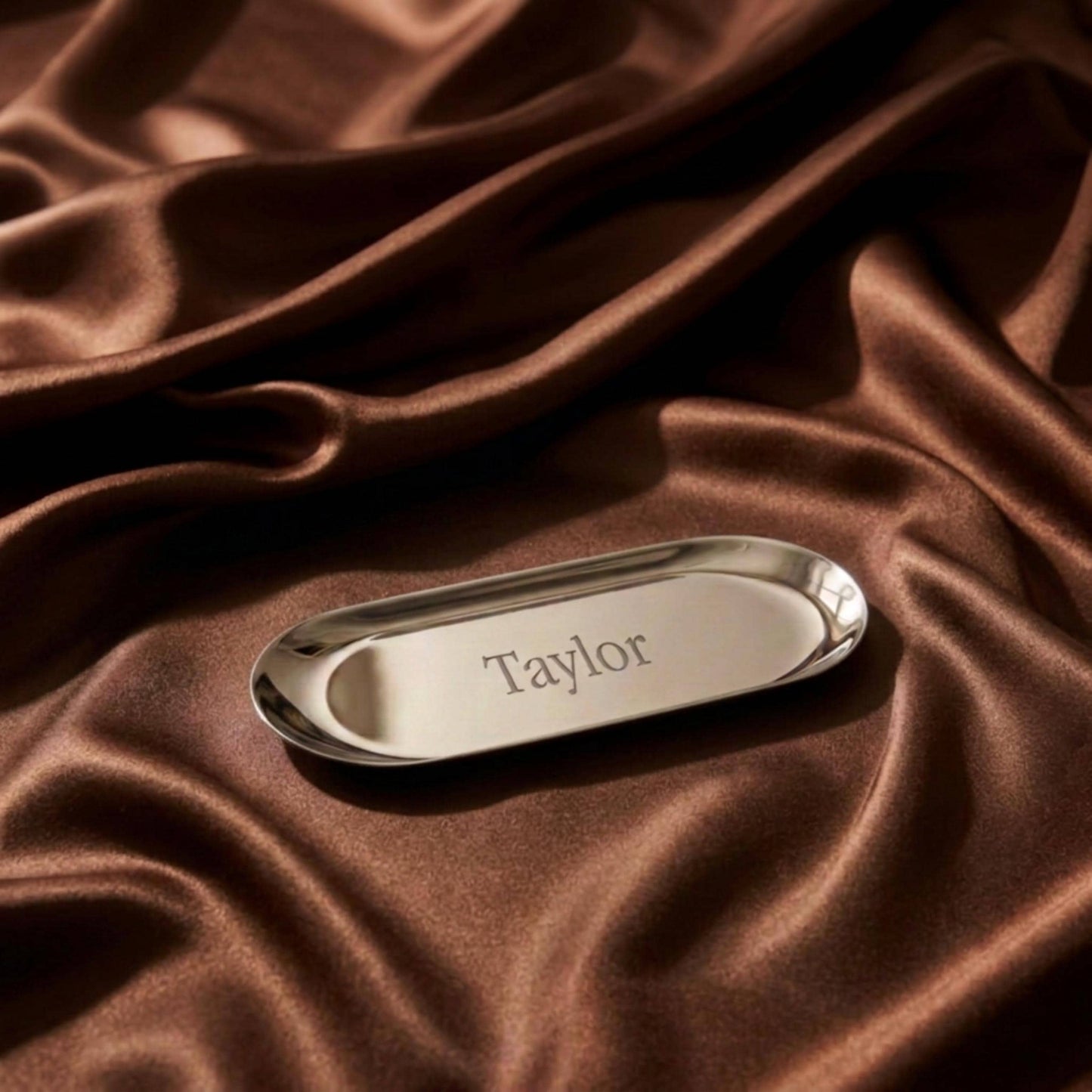 Personalized Ring Silver Dish Jewelry Trinket Ring Dish Custom Keepsake Engraved Monogram Catchall Vanity Nightstand Tray Bridesmaid Gift