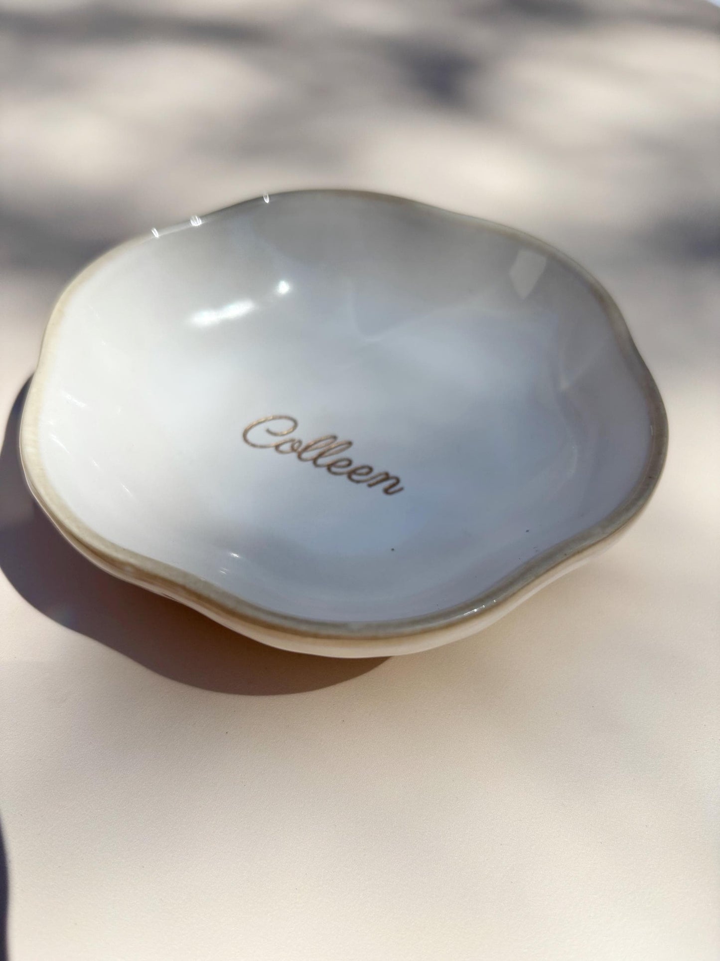 Personalized Ceramic Jewelry Trinket Ring Dish Custom Ceramic Initials Earring Jewelry Tray Nightstand Small Catchall Wedding Ring Storage