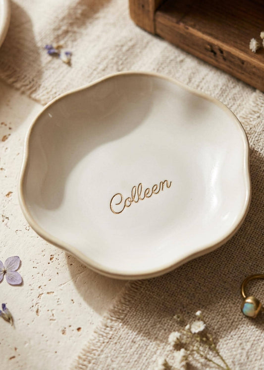Personalized Ceramic Jewelry Trinket Ring Dish Custom Ceramic Initials Earring Jewelry Tray Nightstand Small Catchall Wedding Ring Storage