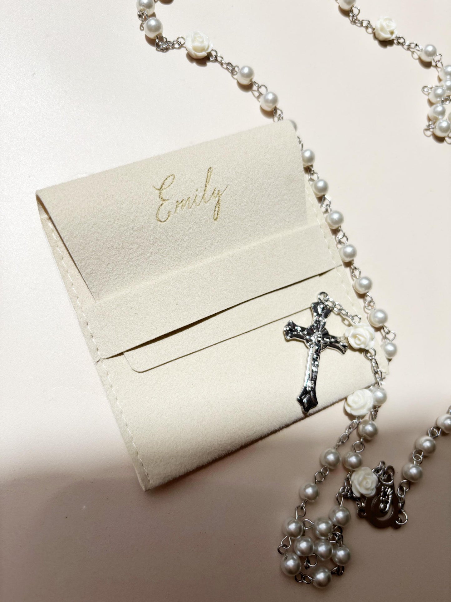 Personalized Prayer Rosary Beads Engraved Baptism Communion Gift for Her Keepsake Catholic Dedication Religious Gift