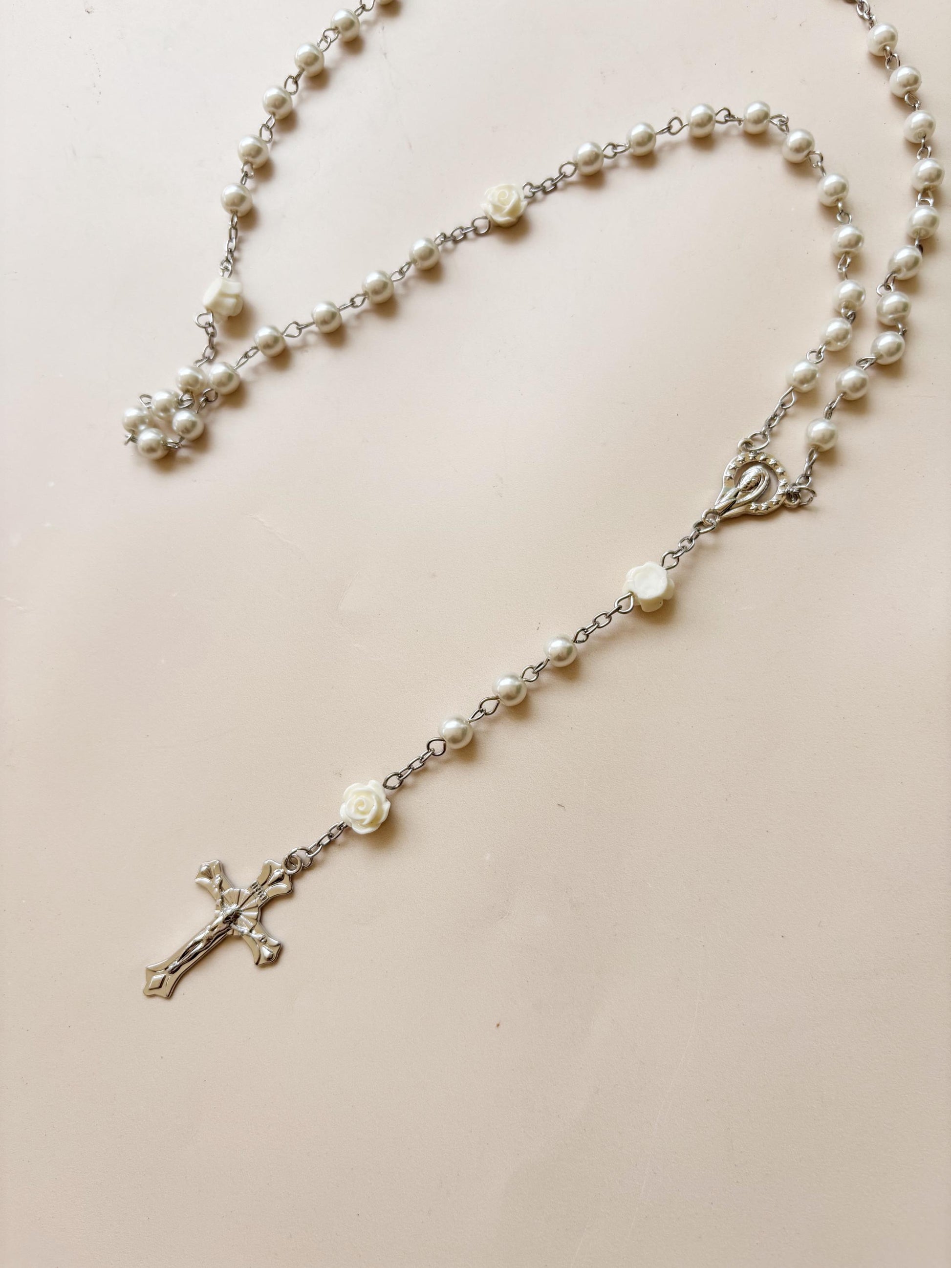 Personalized Prayer Rosary Beads Engraved Baptism Communion Gift for Her Keepsake Catholic Dedication Religious Gift