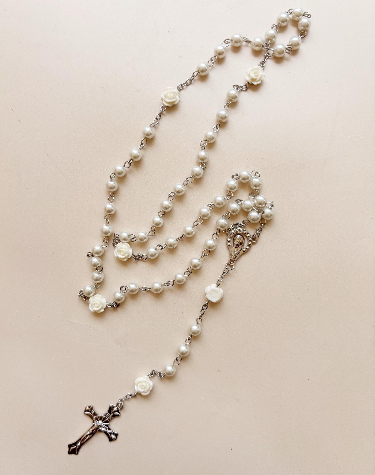 Personalized Prayer Rosary Beads Engraved Baptism Communion Gift for Her Keepsake Catholic Dedication Religious Gift