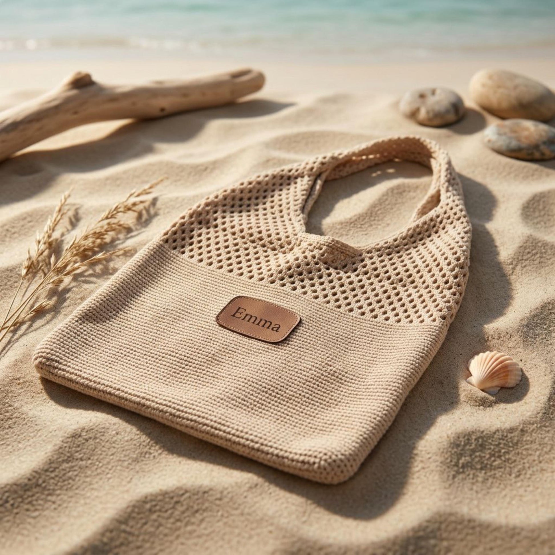 Personalized Beach Bag Summer Travel Pool Tote Custom Mesh Crochet Bag For Festival Concert Outfit Accessory Purse Swim Bag for Vacation