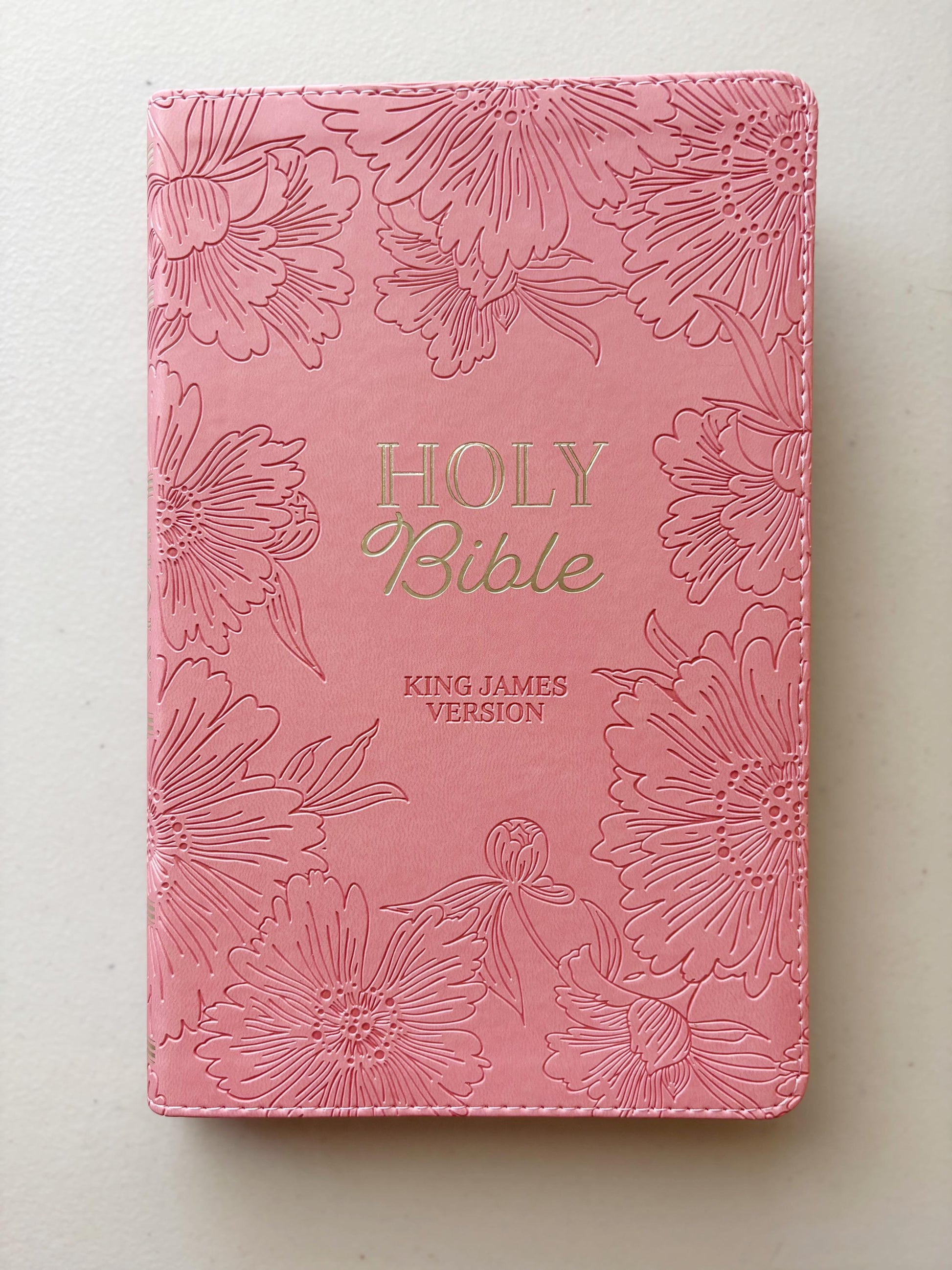 Personalized Pink Bible for Women Bible Gift for Christian Women Custom Emboss Foil KJV Bible Study Gift for Daughter Baptism Keepsake Gift