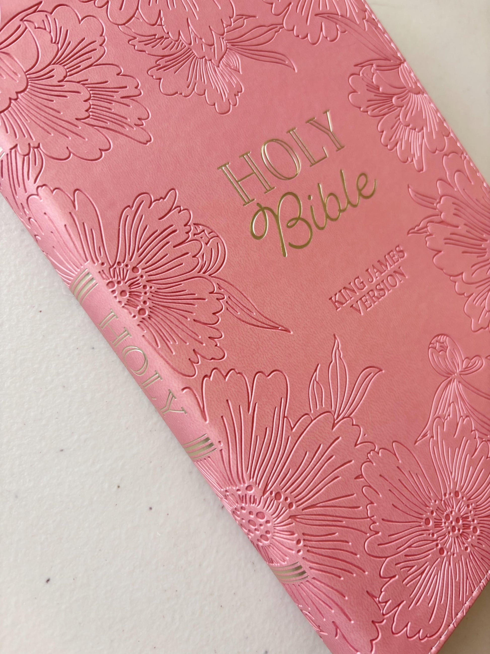 Personalized Pink Bible for Women Bible Gift for Christian Women Custom Emboss Foil KJV Bible Study Gift for Daughter Baptism Keepsake Gift