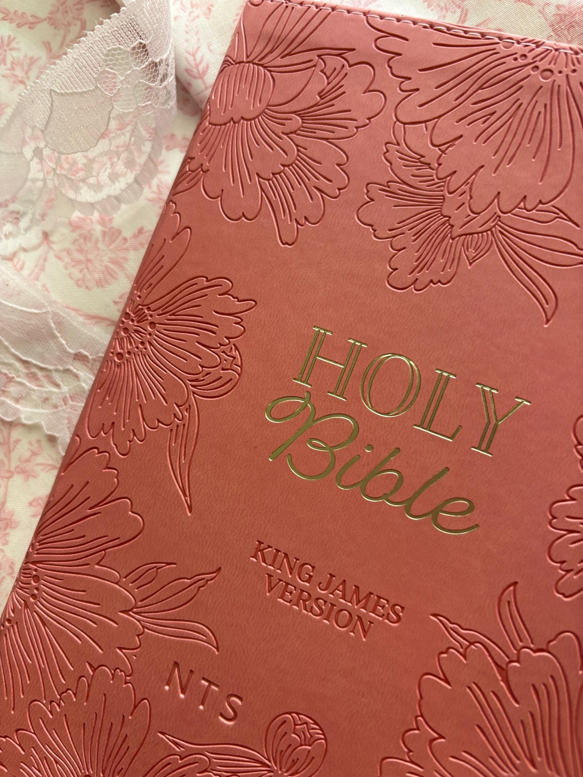 Personalized Pink Bible for Women Bible Gift for Christian Women Custom Emboss Foil KJV Bible Study Gift for Daughter Baptism Keepsake Gift